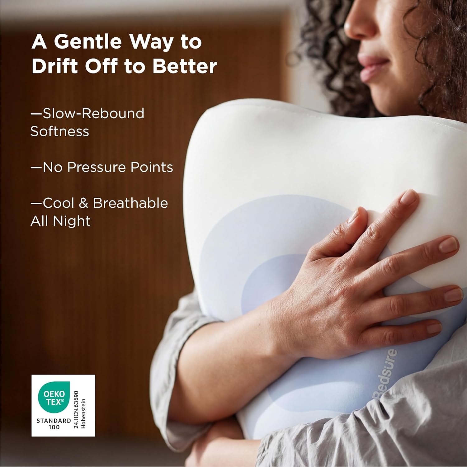 image:imageBedsure Cervical Neck Pillow Memory Foam Pillows for Ergonomic Orthopedic Pillow for Neck Pain Relief Double Sided Design Shape Gently Cradles Head amp Provides for Side amp Back SleepersBlue
