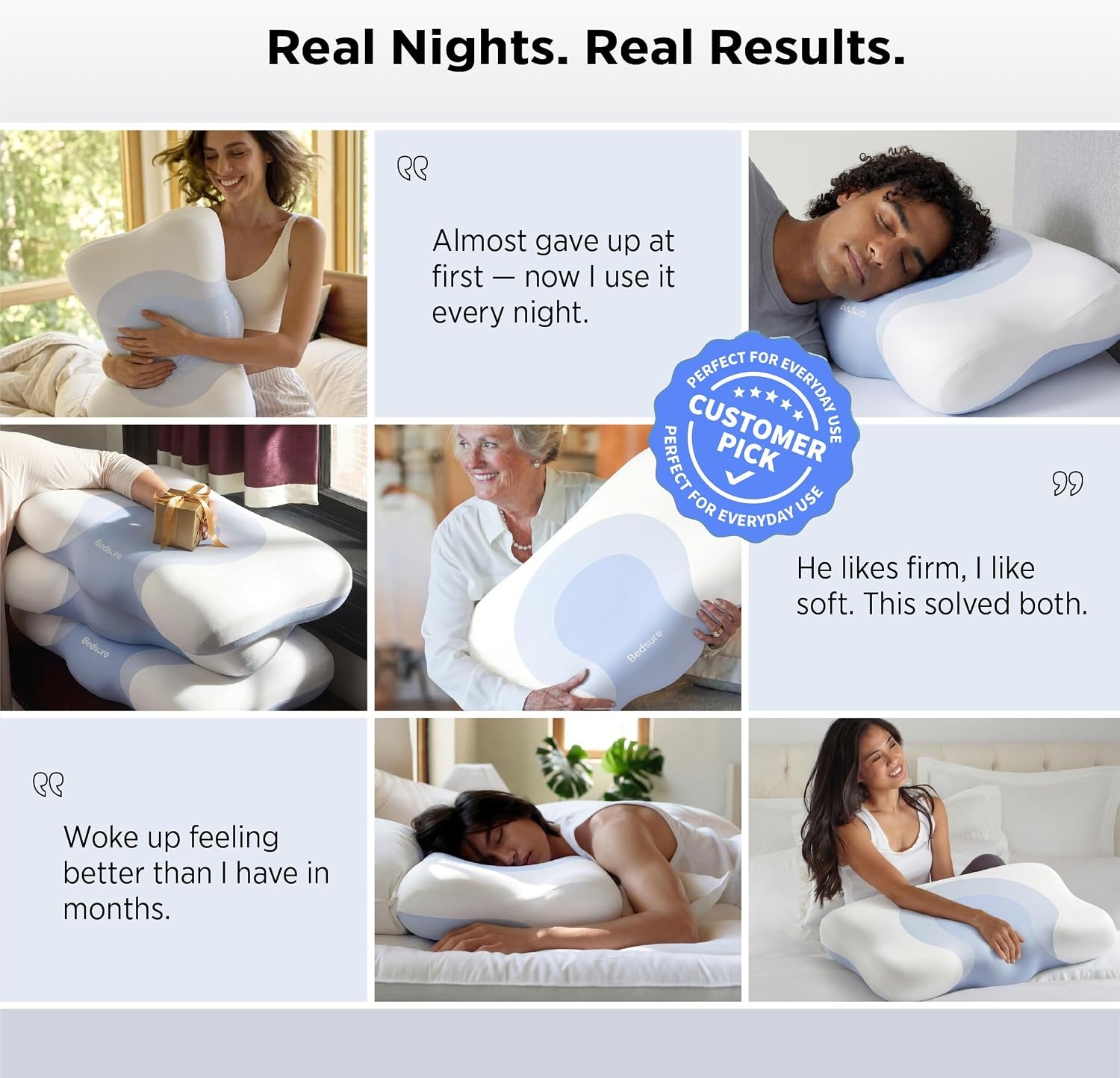 image:imageBedsure Cervical Neck Pillow Set of 2 Memory Foam Pillows for Ergonomic Orthopedic Support Pillow for Neck Pain Relief Contour Pillow for Side amp Back Sleepers
