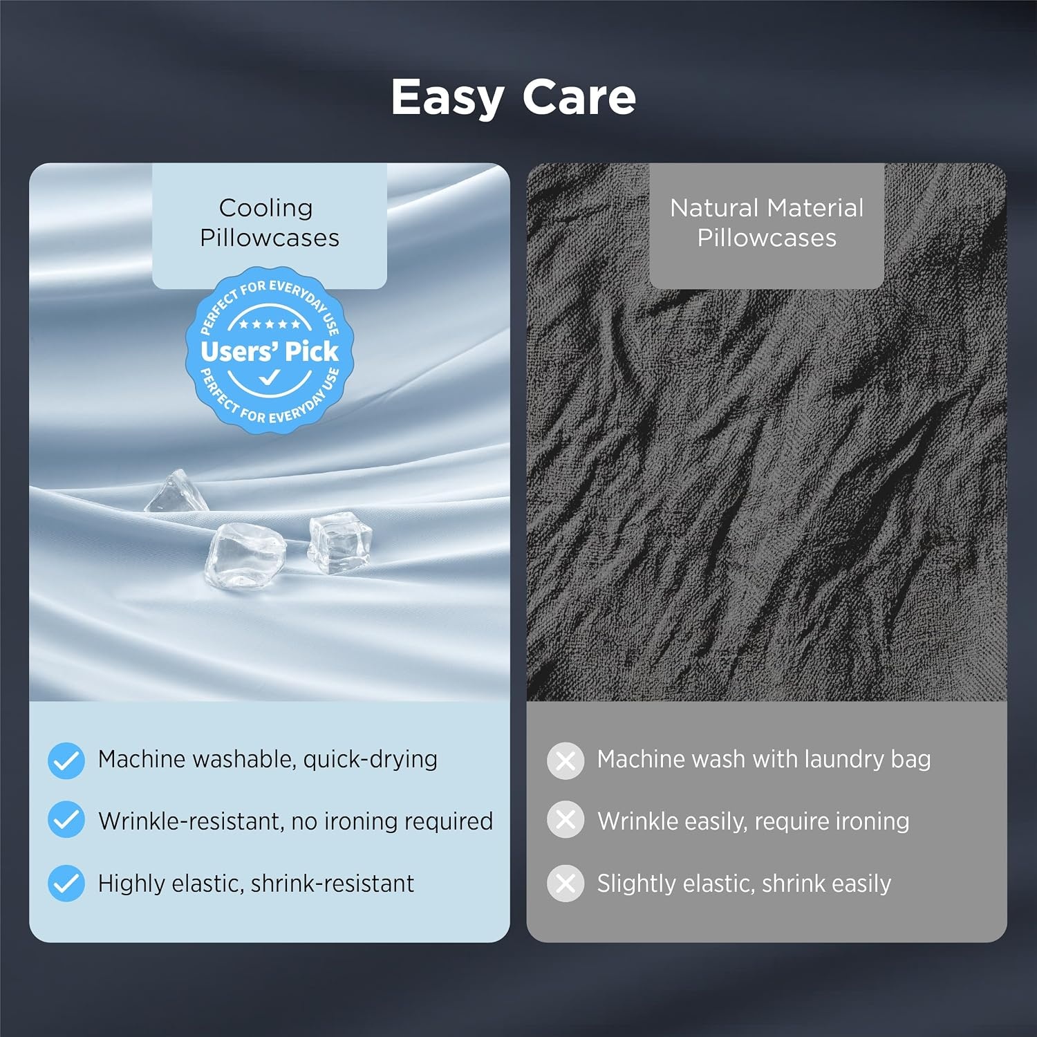 image:imageBedsure Cooling Pillow Cases Queen Size Set of 2 for Hot Sleepers Grey Zippered Closure QMax 04 20 x 30 Inches Reduces Hair Frizz amp Skin Friction Chill for Neck amp Spine Night Sweats02 Blue
