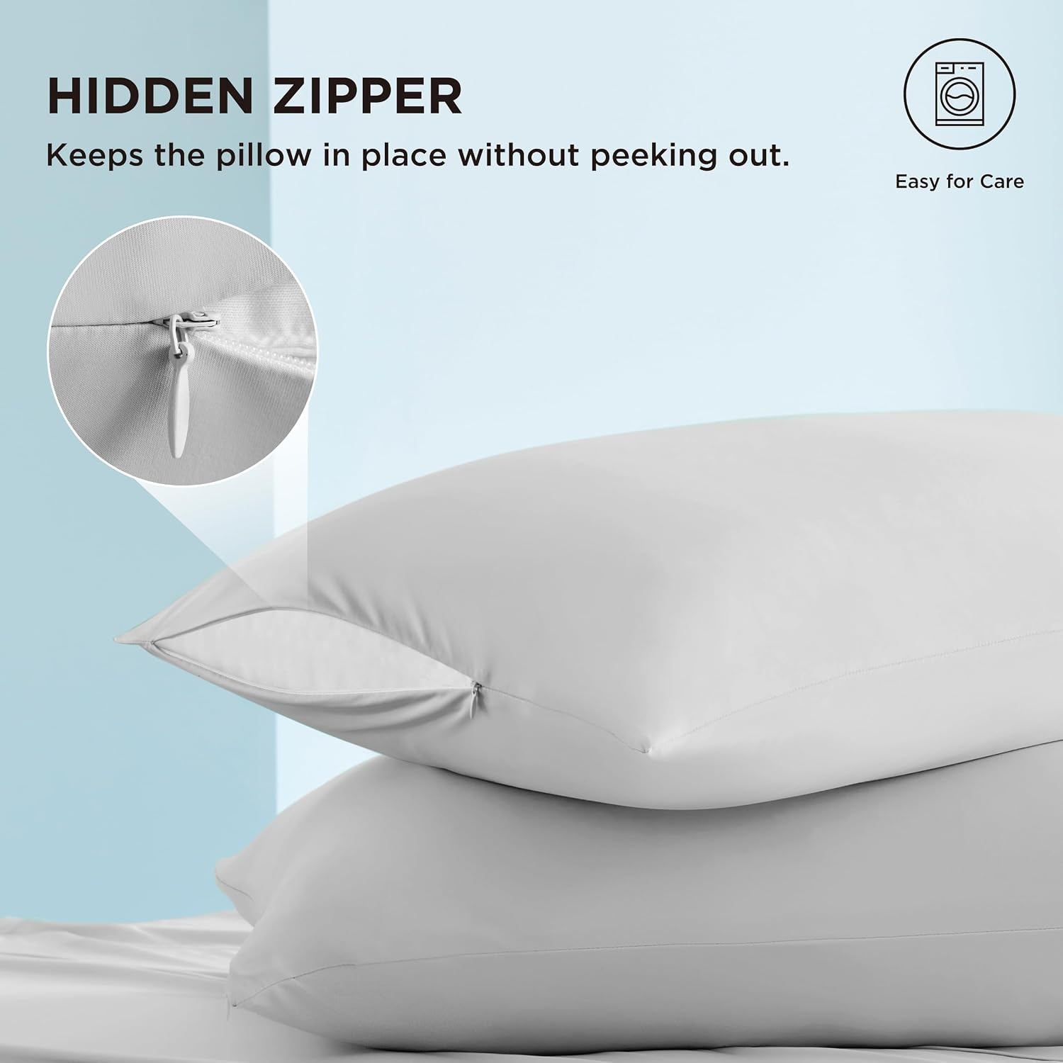 image:imageBedsure Cooling Pillow Cases Queen Size Set of 2 for Hot Sleepers Grey Zippered Closure QMax 04 20 x 30 Inches Reduces Hair Frizz amp Skin Friction Chill for Neck amp Spine Night Sweats01 Grey