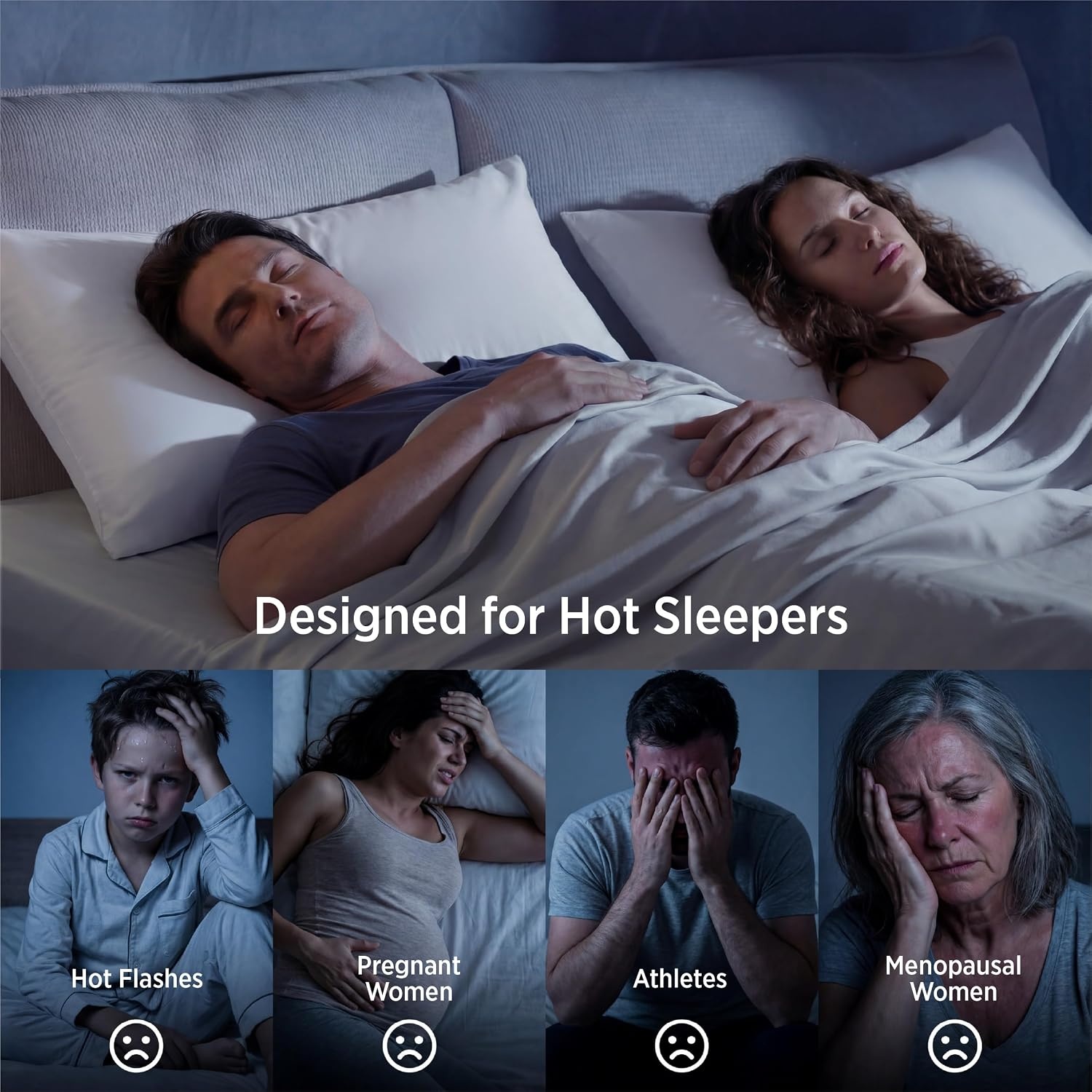 image:imageBedsure Cooling Pillow Cases Queen Size Set of 2 for Hot Sleepers Grey Zippered Closure QMax 04 20 x 30 Inches Reduces Hair Frizz amp Skin Friction Chill for Neck amp Spine Night Sweats03 White