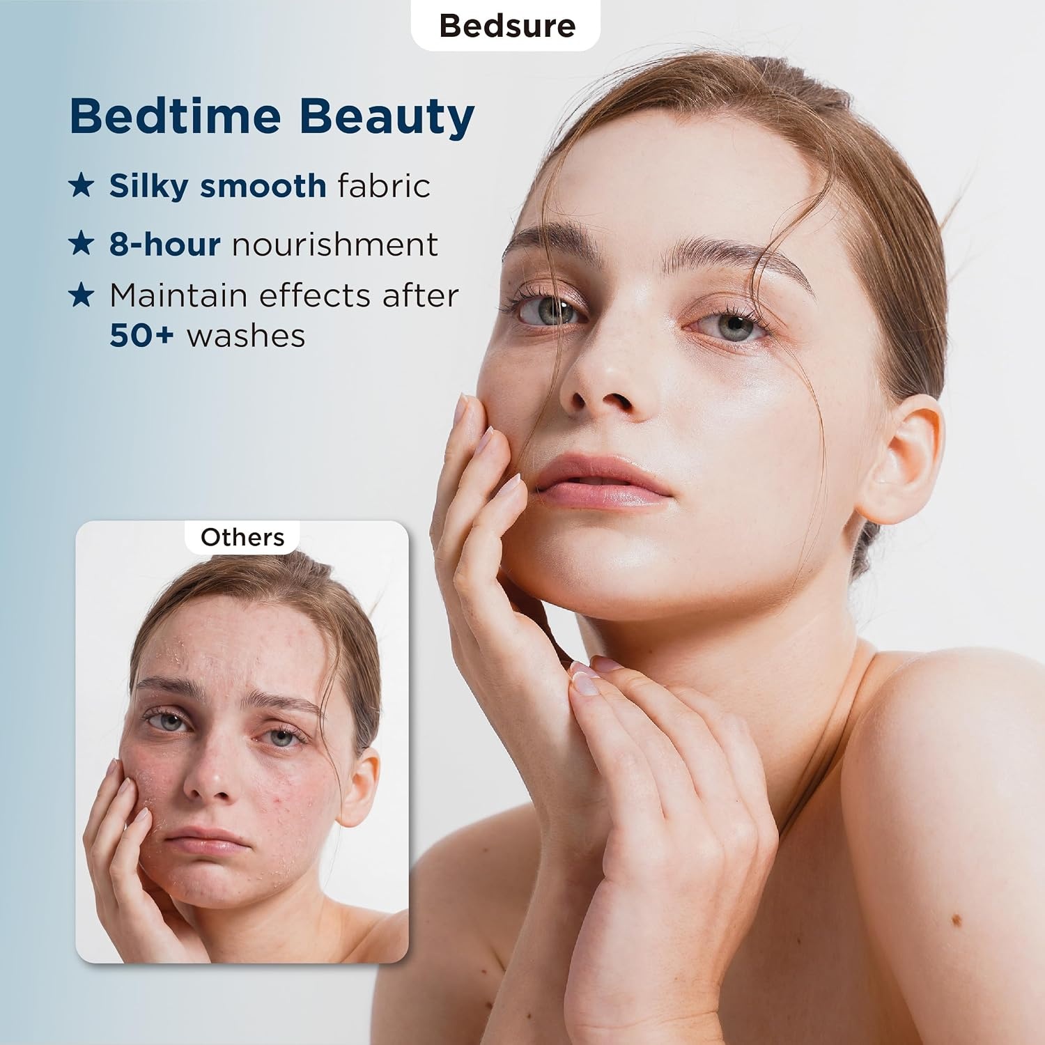 image:imageBedsure Cooling Pillowcase for Hot Sleepers Silk Like Pillow Case Queen Size Set of 2 Reduce Wrinkles amp FrizzFree Hair Infused with HA amp Ceramides for Skin Hidden Zipper Queen White01 White