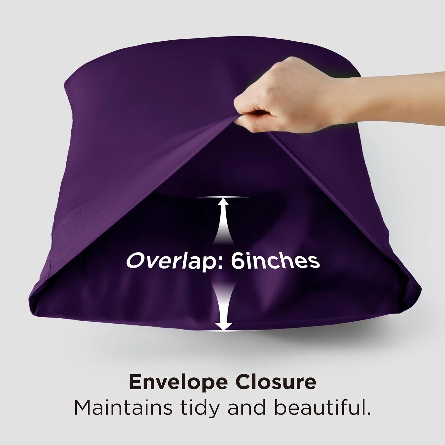 image:imageBedsure King Size Pillow Cases Set of 2 100 Rayon Derived from Bamboo Cooling Pillowcases Similar to Silk Pillow Case Covers with Envelope Closure PureWoven Bedding Dark Grey 20x36 Inches17 Purple