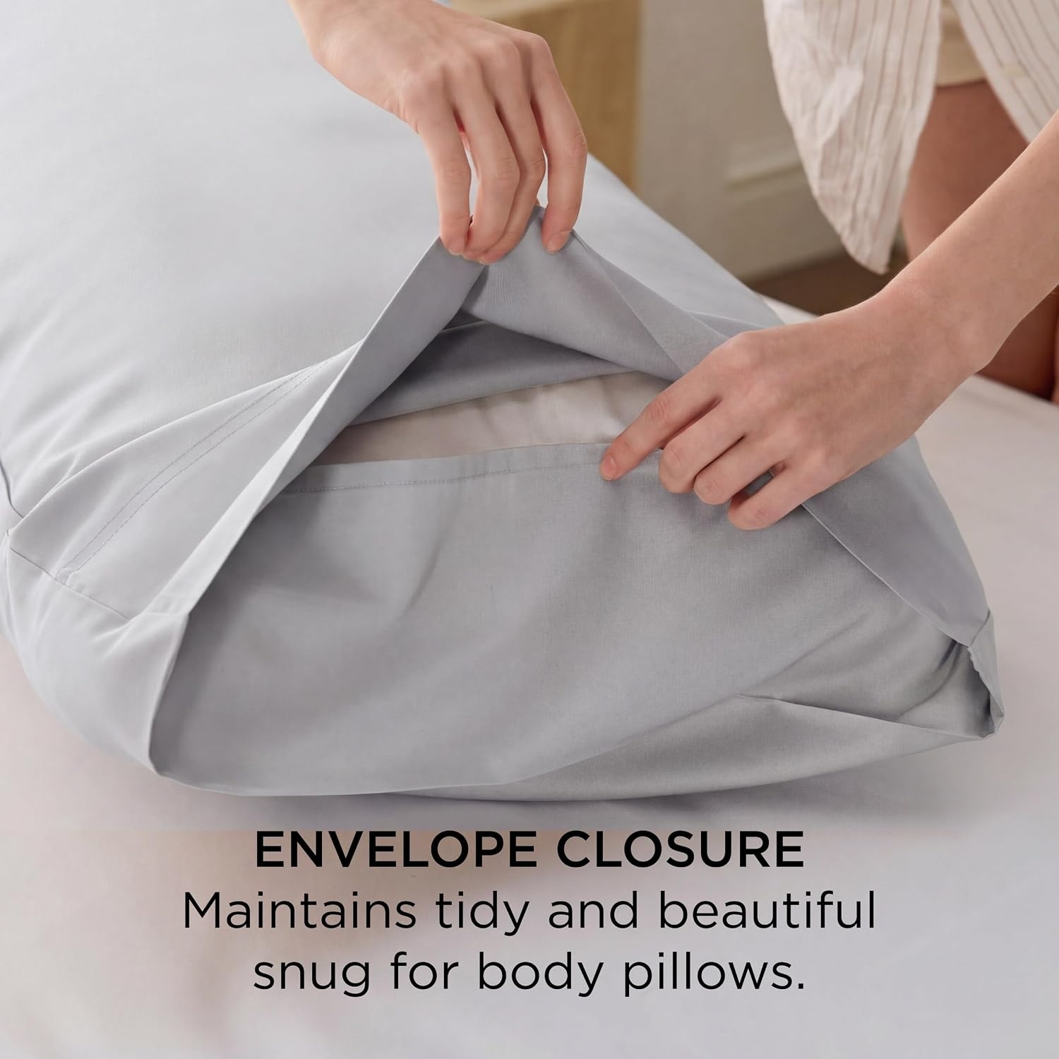image:imageBedsure King Size Pillow Cases Set of 2 100 Rayon Derived from Bamboo Cooling Pillowcases Similar to Silk Pillow Case Covers with Envelope Closure PureWoven Bedding Dark Grey 20x36 Inches21 Light Grey