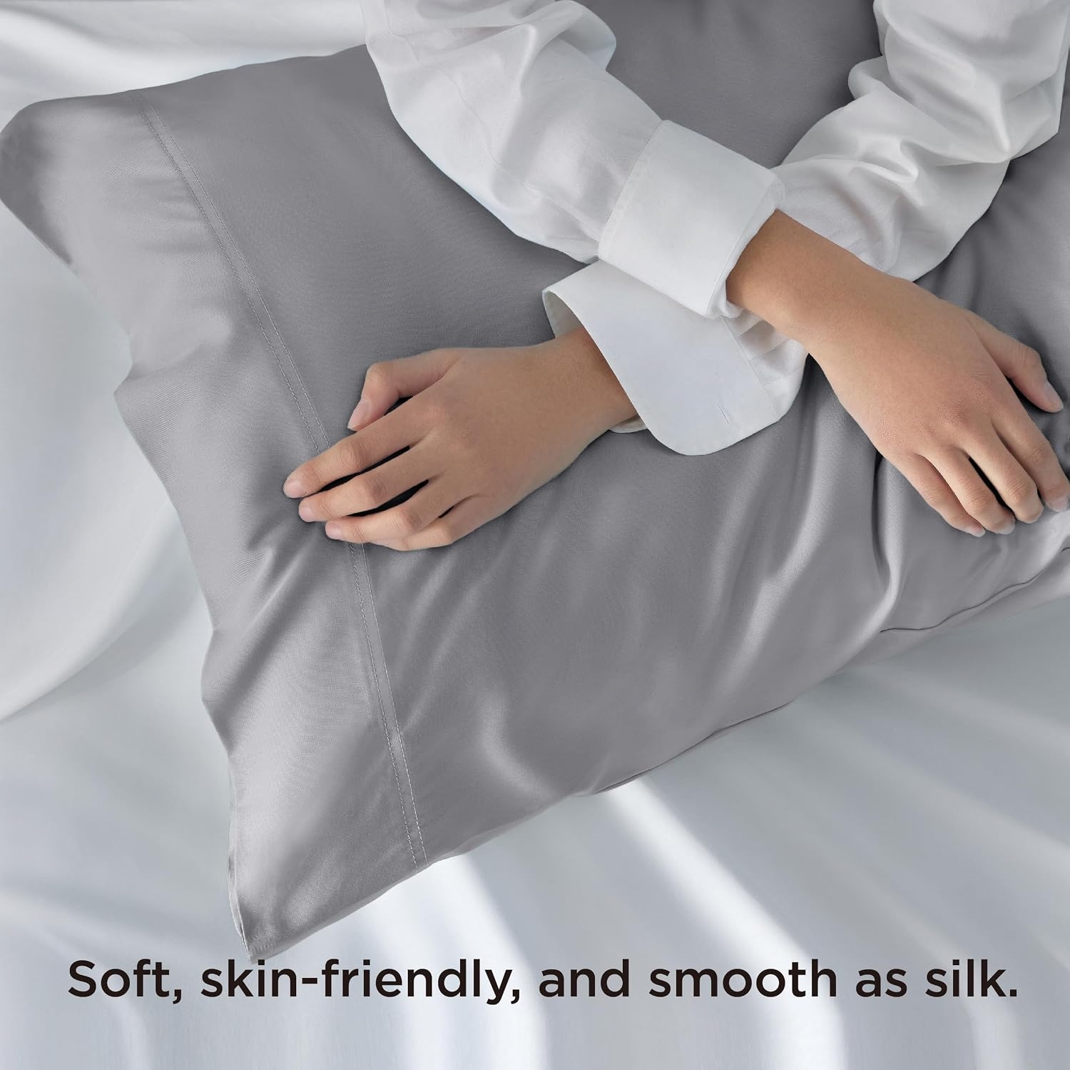image:imageBedsure King Size Pillow Cases Set of 2 100 Rayon Derived from Bamboo Cooling Pillowcases Similar to Silk Pillow Case Covers with Envelope Closure PureWoven Bedding Dark Grey 20x36 Inches12 Silver Grey
