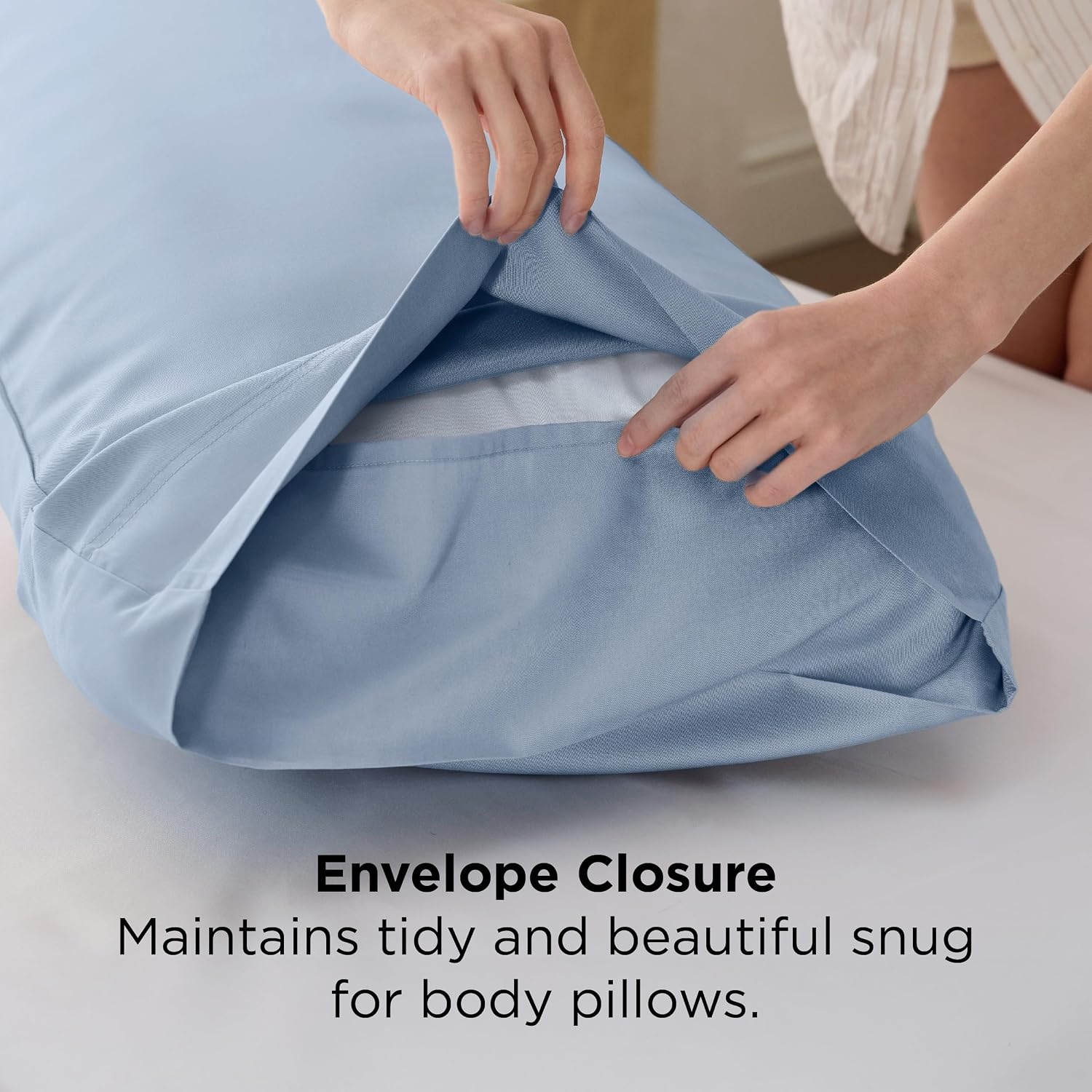 image:imageBedsure King Size Pillow Cases Set of 2 100 Rayon Derived from Bamboo Cooling Pillowcases Similar to Silk Pillow Case Covers with Envelope Closure PureWoven Bedding Dark Grey 20x36 Inches09 Light Blue