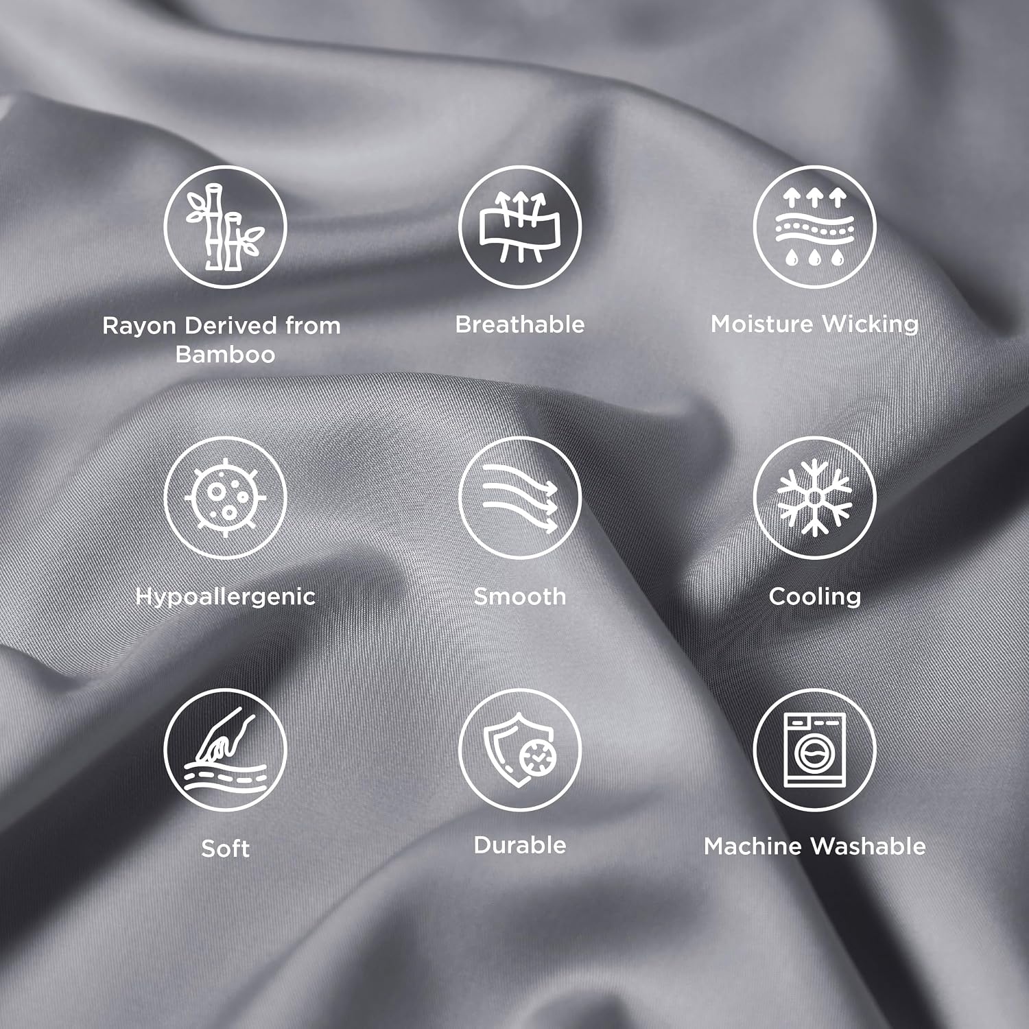 image:imageBedsure King Size Pillow Cases Set of 2 100 Rayon Derived from Bamboo Cooling Pillowcases Similar to Silk Pillow Case Covers with Envelope Closure PureWoven Bedding Dark Grey 20x36 Inches12 Silver Grey