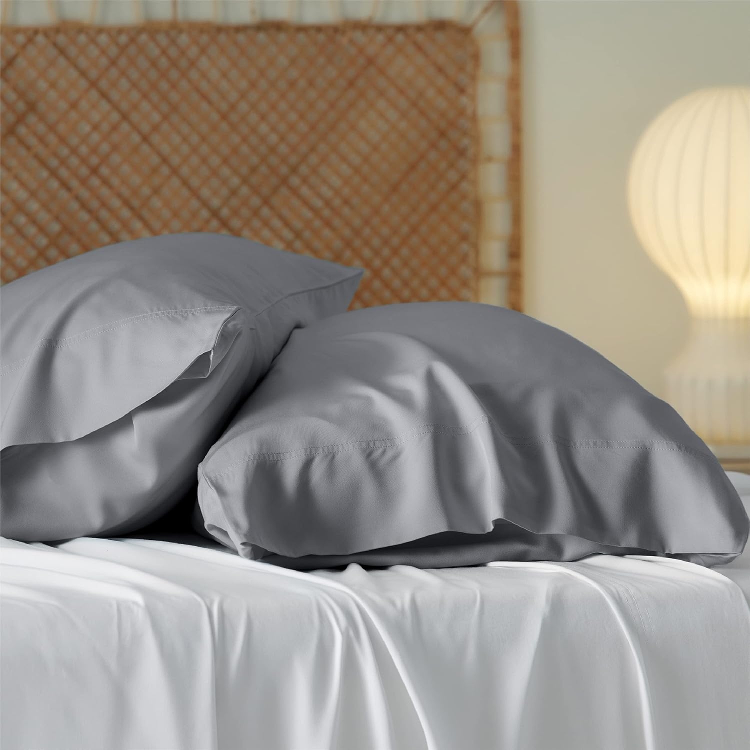 image:imageBedsure King Size Pillow Cases Set of 2 100 Rayon Derived from Bamboo Cooling Pillowcases Similar to Silk Pillow Case Covers with Envelope Closure PureWoven Bedding Dark Grey 20x36 Inches12 Silver Grey