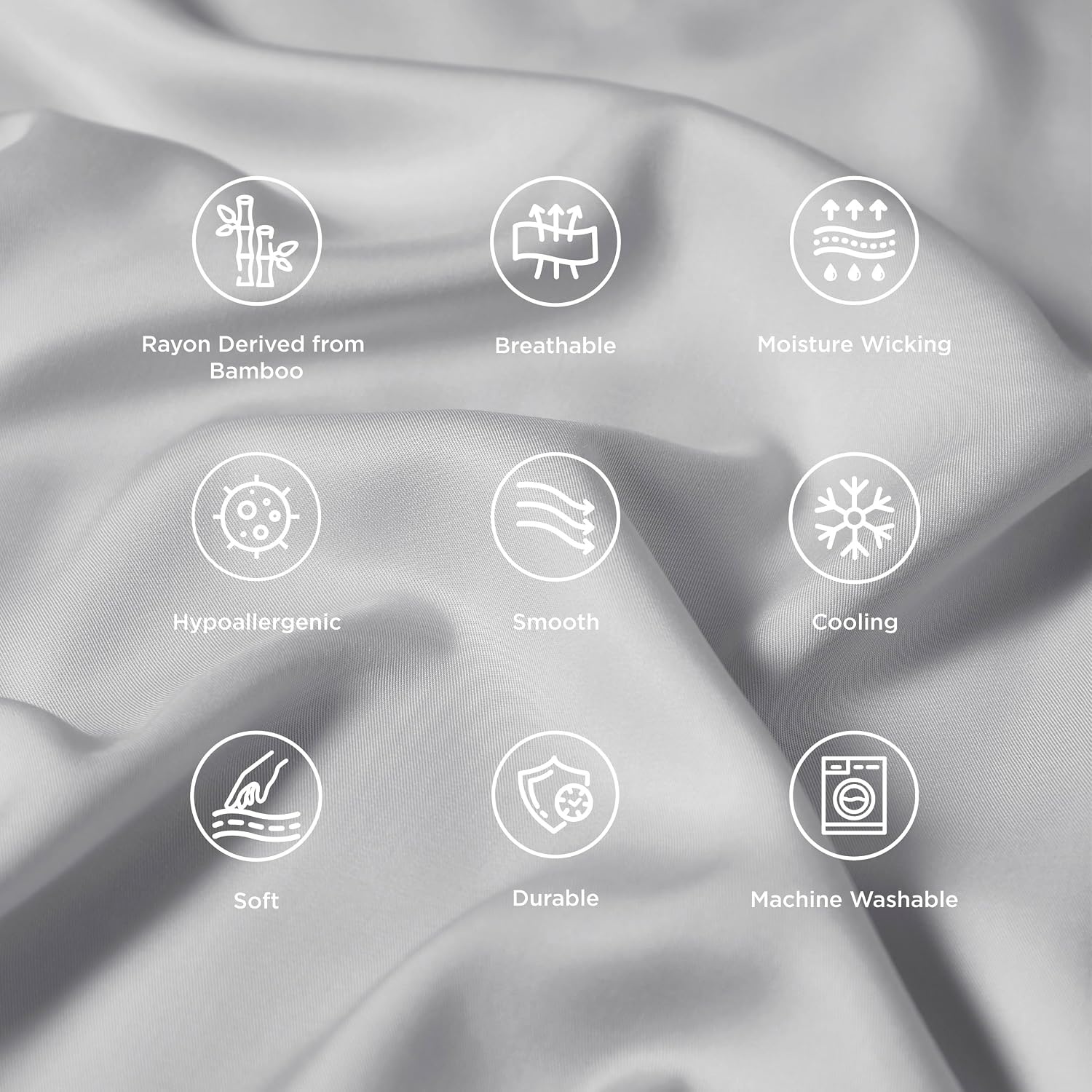 image:imageBedsure King Size Pillow Cases Set of 2 100 Rayon Derived from Bamboo Cooling Pillowcases Similar to Silk Pillow Case Covers with Envelope Closure PureWoven Bedding Dark Grey 20x36 Inches21 Light Grey