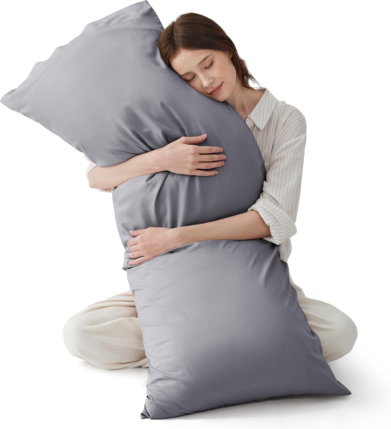image:imageBedsure King Size Pillow Cases Set of 2 100 Rayon Derived from Bamboo Cooling Pillowcases Similar to Silk Pillow Case Covers with Envelope Closure PureWoven Bedding Dark Grey 20x36 Inches12 Silver Grey