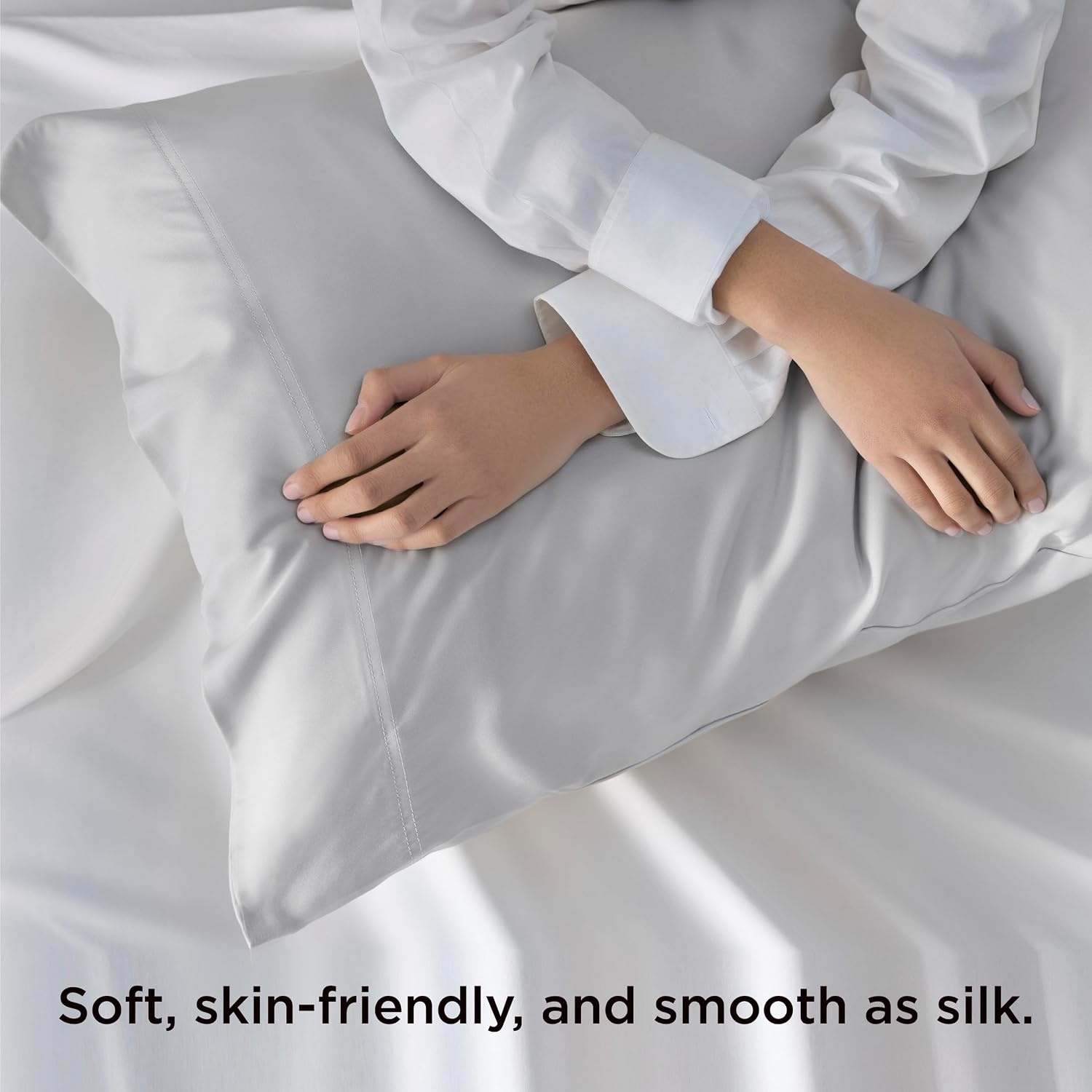image:imageBedsure King Size Pillow Cases Set of 2 100 Rayon Derived from Bamboo Cooling Pillowcases Similar to Silk Pillow Case Covers with Envelope Closure PureWoven Bedding Dark Grey 20x36 Inches21 Light Grey