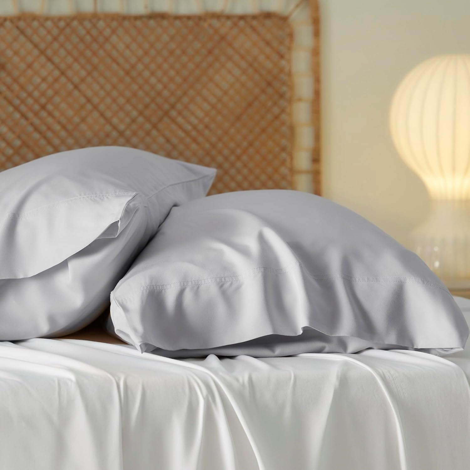 image:imageBedsure King Size Pillow Cases Set of 2 100 Rayon Derived from Bamboo Cooling Pillowcases Similar to Silk Pillow Case Covers with Envelope Closure PureWoven Bedding Dark Grey 20x36 Inches21 Light Grey