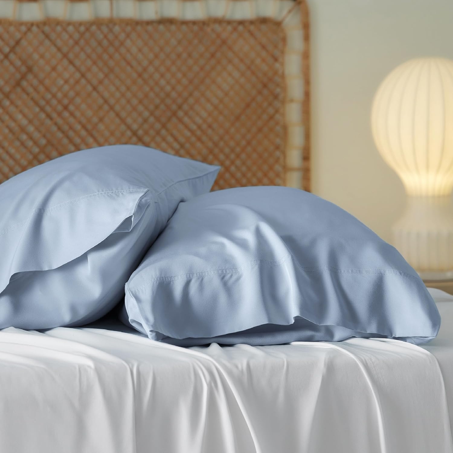 image:imageBedsure King Size Pillow Cases Set of 2 100 Rayon Derived from Bamboo Cooling Pillowcases Similar to Silk Pillow Case Covers with Envelope Closure PureWoven Bedding Dark Grey 20x36 Inches09 Light Blue