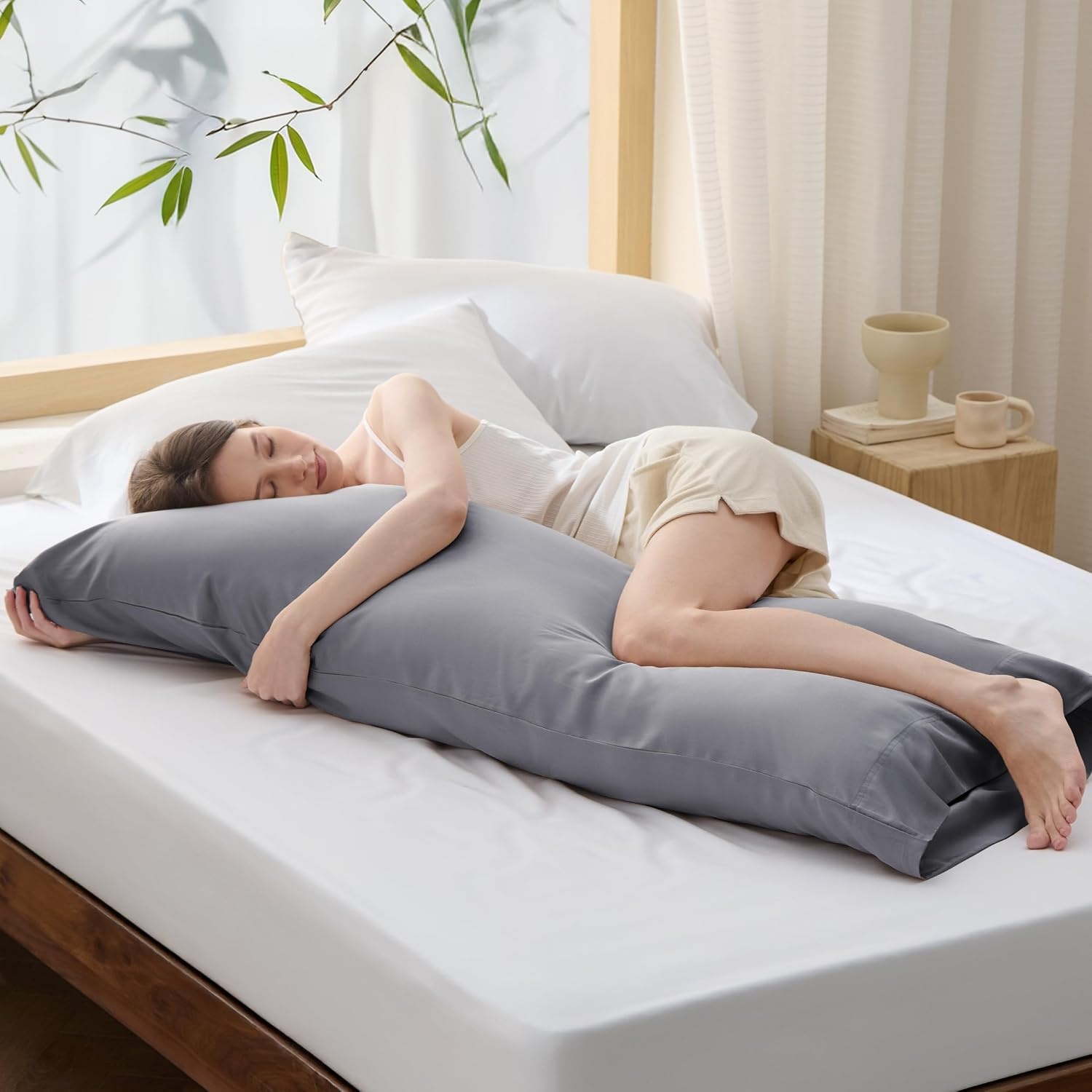 image:imageBedsure King Size Pillow Cases Set of 2 100 Rayon Derived from Bamboo Cooling Pillowcases Similar to Silk Pillow Case Covers with Envelope Closure PureWoven Bedding Dark Grey 20x36 Inches12 Silver Grey