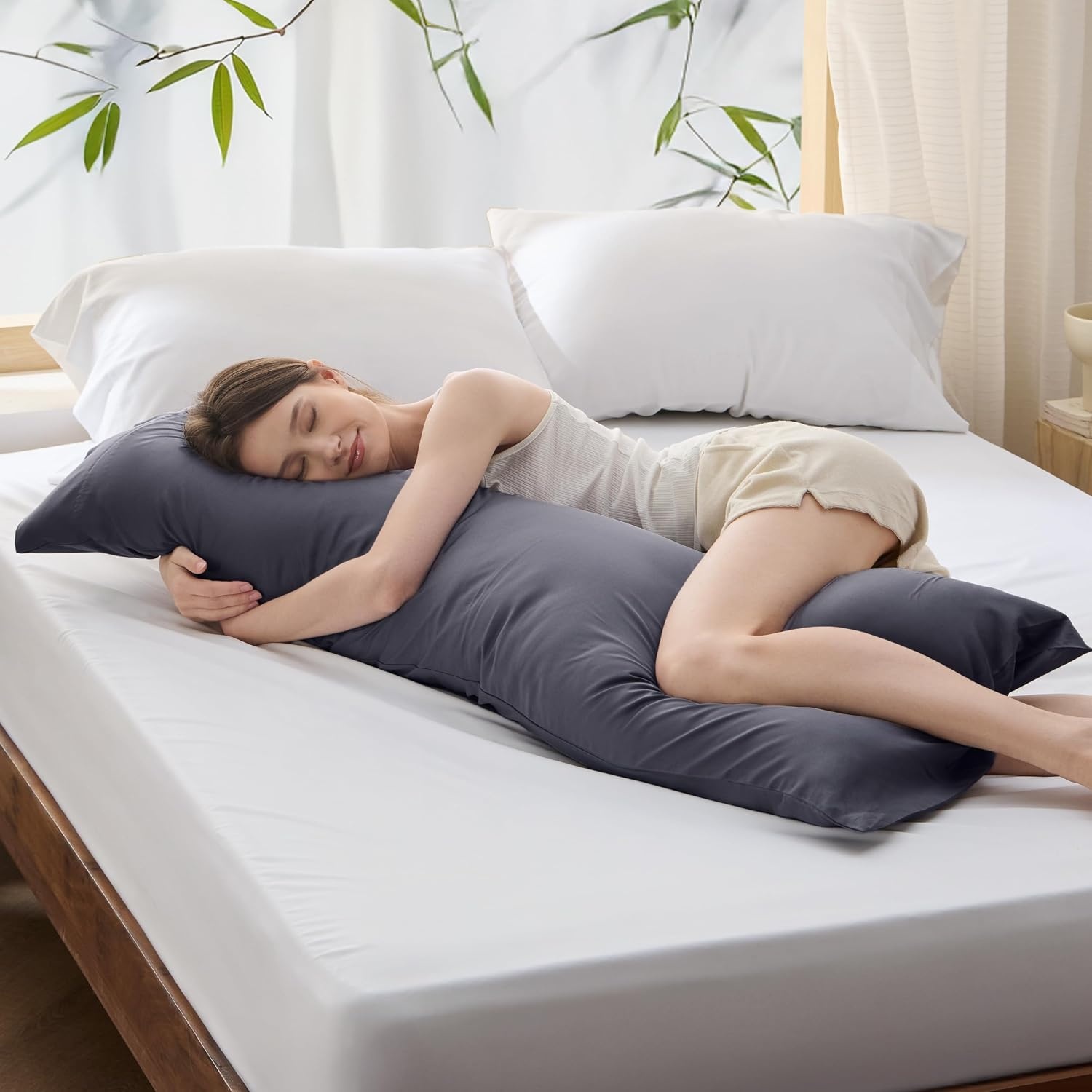 image:imageBedsure King Size Pillow Cases Set of 2 100 Rayon Derived from Bamboo Cooling Pillowcases Similar to Silk Pillow Case Covers with Envelope Closure PureWoven Bedding Dark Grey 20x36 Inches01 Dark Grey