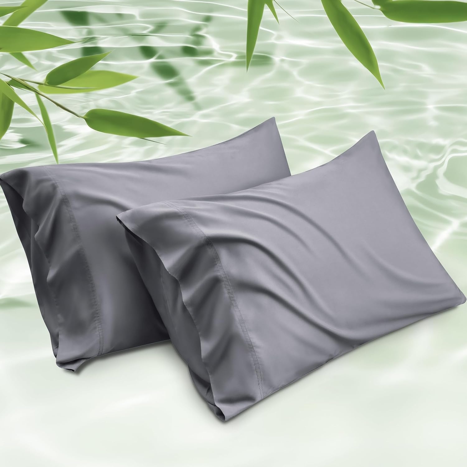 image:imageBedsure King Size Pillow Cases Set of 2 100 Rayon Derived from Bamboo Cooling Pillowcases Similar to Silk Pillow Case Covers with Envelope Closure PureWoven Bedding Dark Grey 20x36 Inches01 Dark Grey
