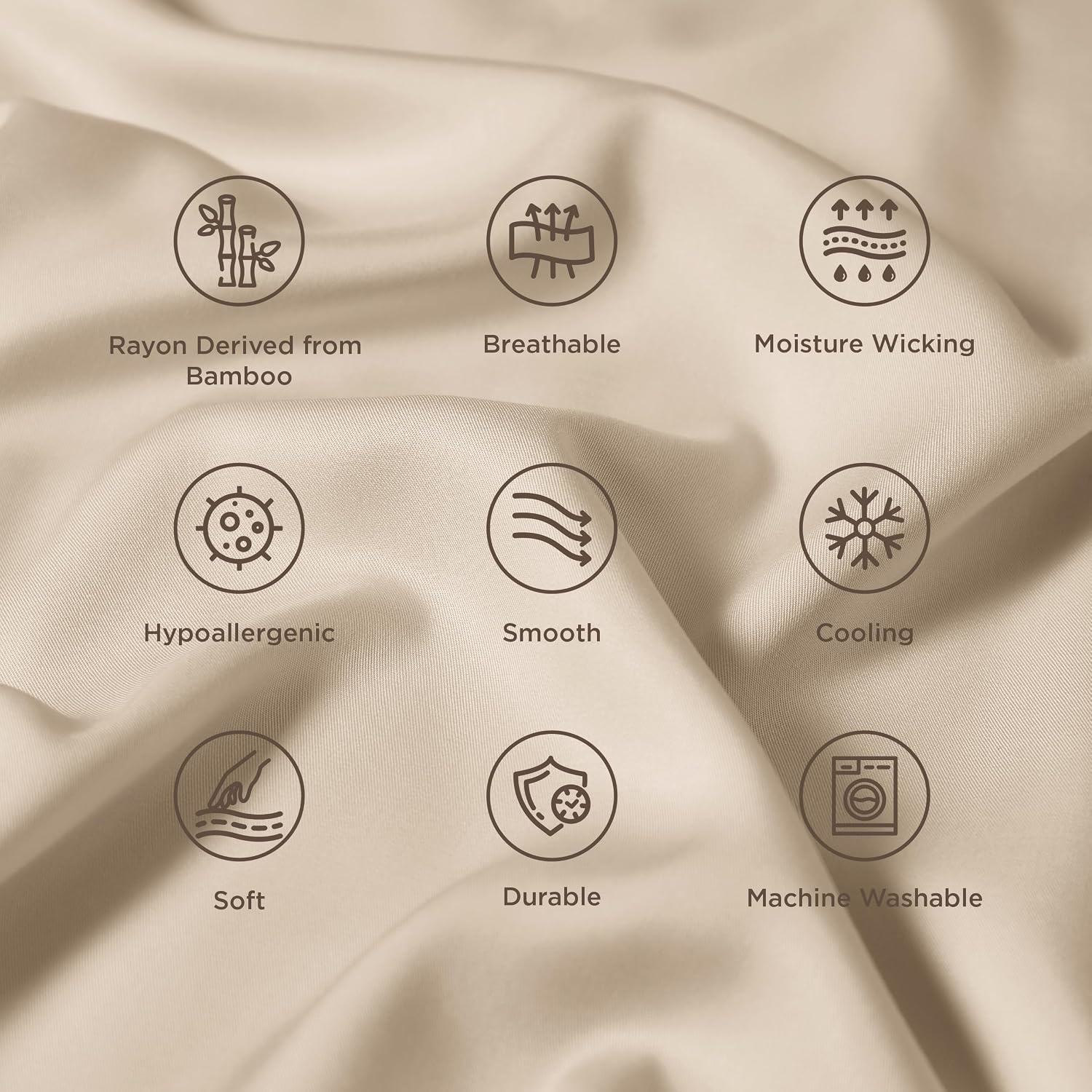 image:imageBedsure King Size Pillow Cases Set of 2 100 Rayon Derived from Bamboo Cooling Pillowcases Similar to Silk Pillow Case Covers with Envelope Closure PureWoven Bedding Dark Grey 20x36 Inches06 Beige