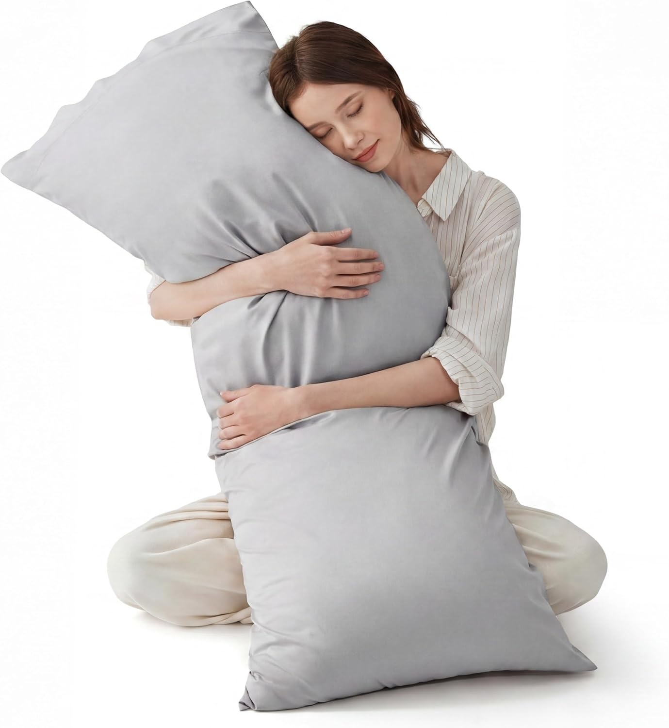 image:imageBedsure King Size Pillow Cases Set of 2 100 Rayon Derived from Bamboo Cooling Pillowcases Similar to Silk Pillow Case Covers with Envelope Closure PureWoven Bedding Dark Grey 20x36 Inches21 Light Grey