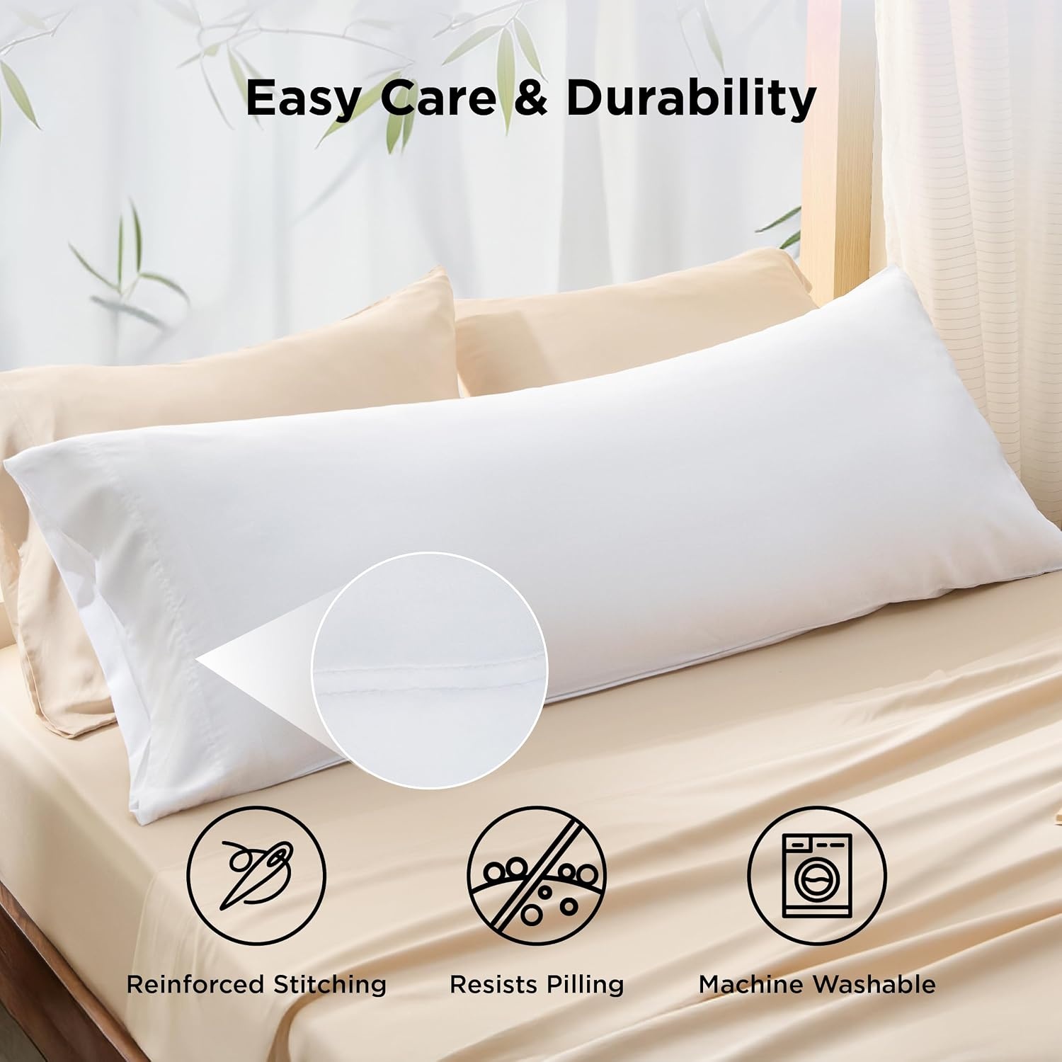 image:imageBedsure King Size Pillow Cases Set of 2 100 Rayon Derived from Bamboo Cooling Pillowcases Similar to Silk Pillow Case Covers with Envelope Closure PureWoven Bedding Dark Grey 20x36 Inches02 White