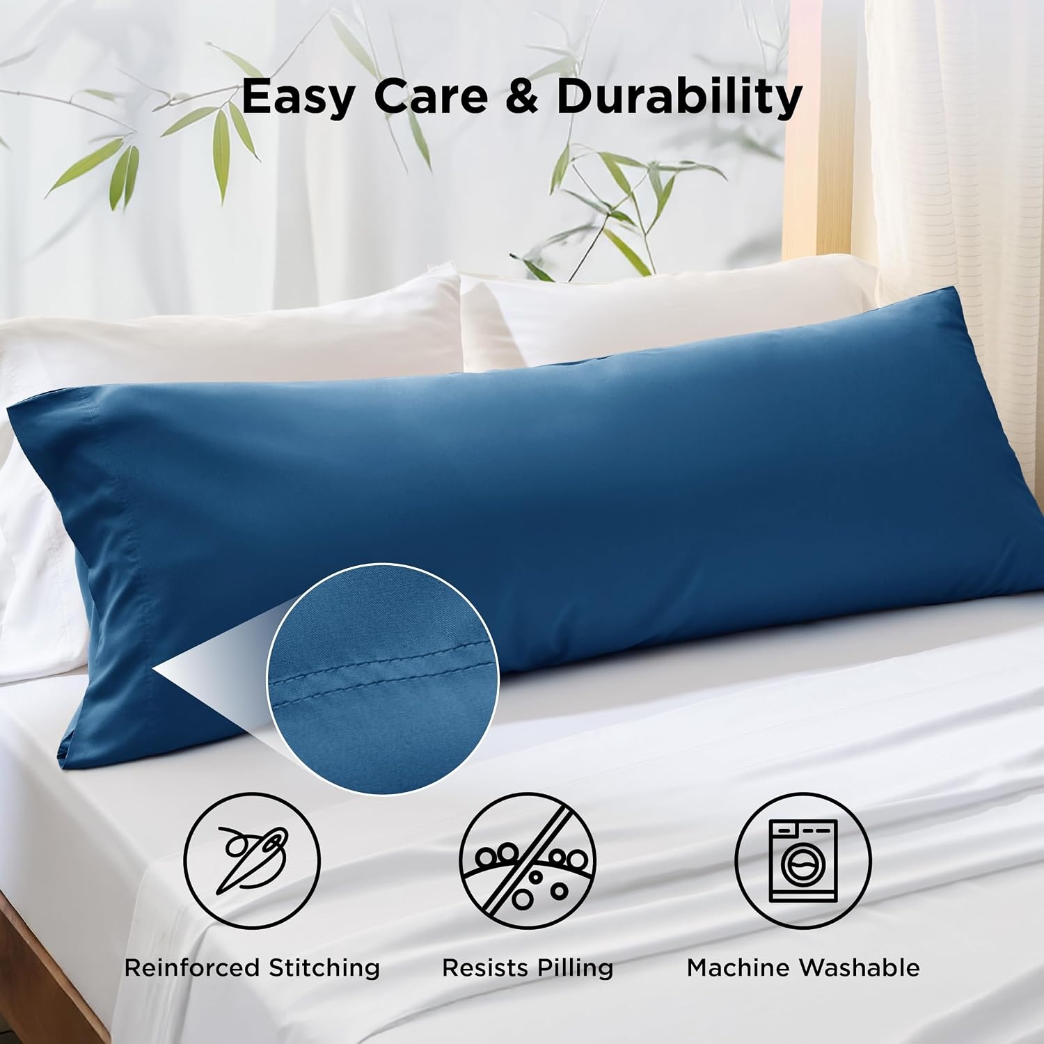 image:imageBedsure King Size Pillow Cases Set of 2 100 Rayon Derived from Bamboo Cooling Pillowcases Similar to Silk Pillow Case Covers with Envelope Closure PureWoven Bedding Dark Grey 20x36 Inches13 Teal