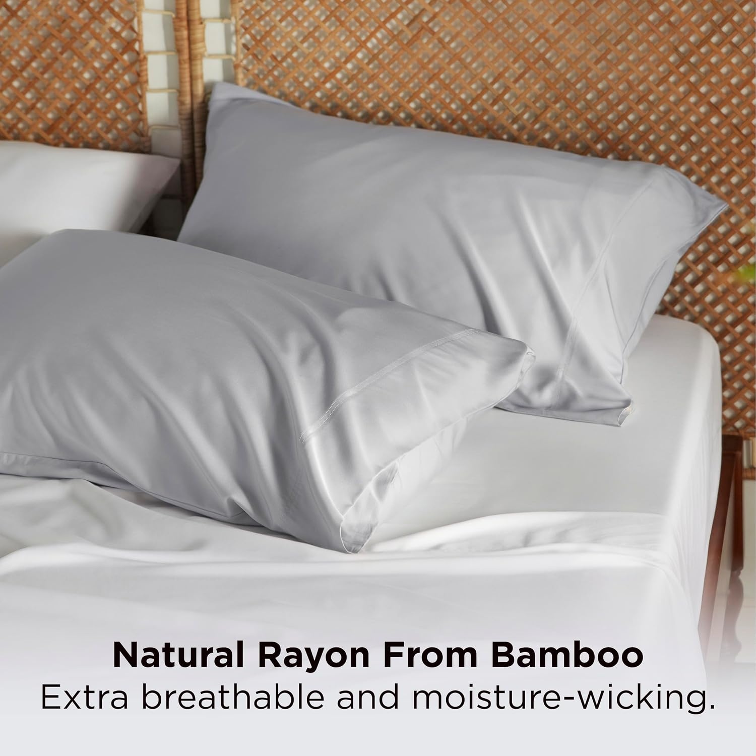 image:imageBedsure King Size Pillow Cases Set of 2 100 Rayon Derived from Bamboo Cooling Pillowcases Similar to Silk Pillow Case Covers with Envelope Closure PureWoven Bedding Dark Grey 20x36 Inches21 Light Grey