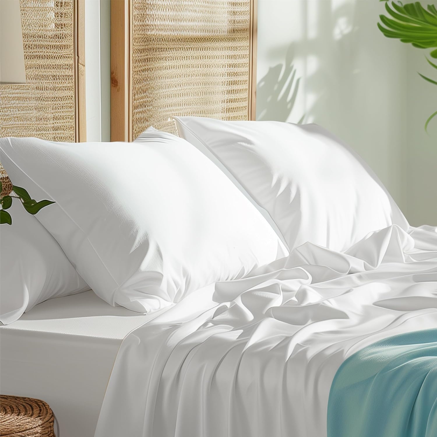 image:imageBedsure King Size Pillow Cases Set of 2 100 Rayon Derived from Bamboo Cooling Pillowcases Similar to Silk Pillow Case Covers with Envelope Closure PureWoven Bedding Dark Grey 20x36 Inches02 White