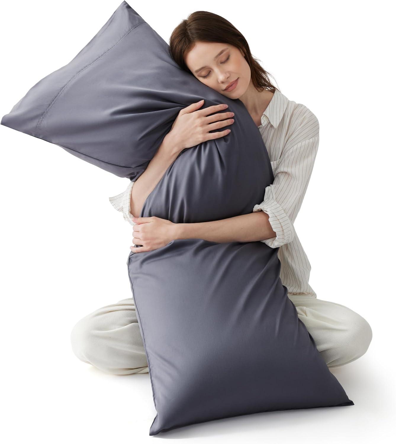 image:imageBedsure King Size Pillow Cases Set of 2 100 Rayon Derived from Bamboo Cooling Pillowcases Similar to Silk Pillow Case Covers with Envelope Closure PureWoven Bedding Dark Grey 20x36 Inches01 Dark Grey