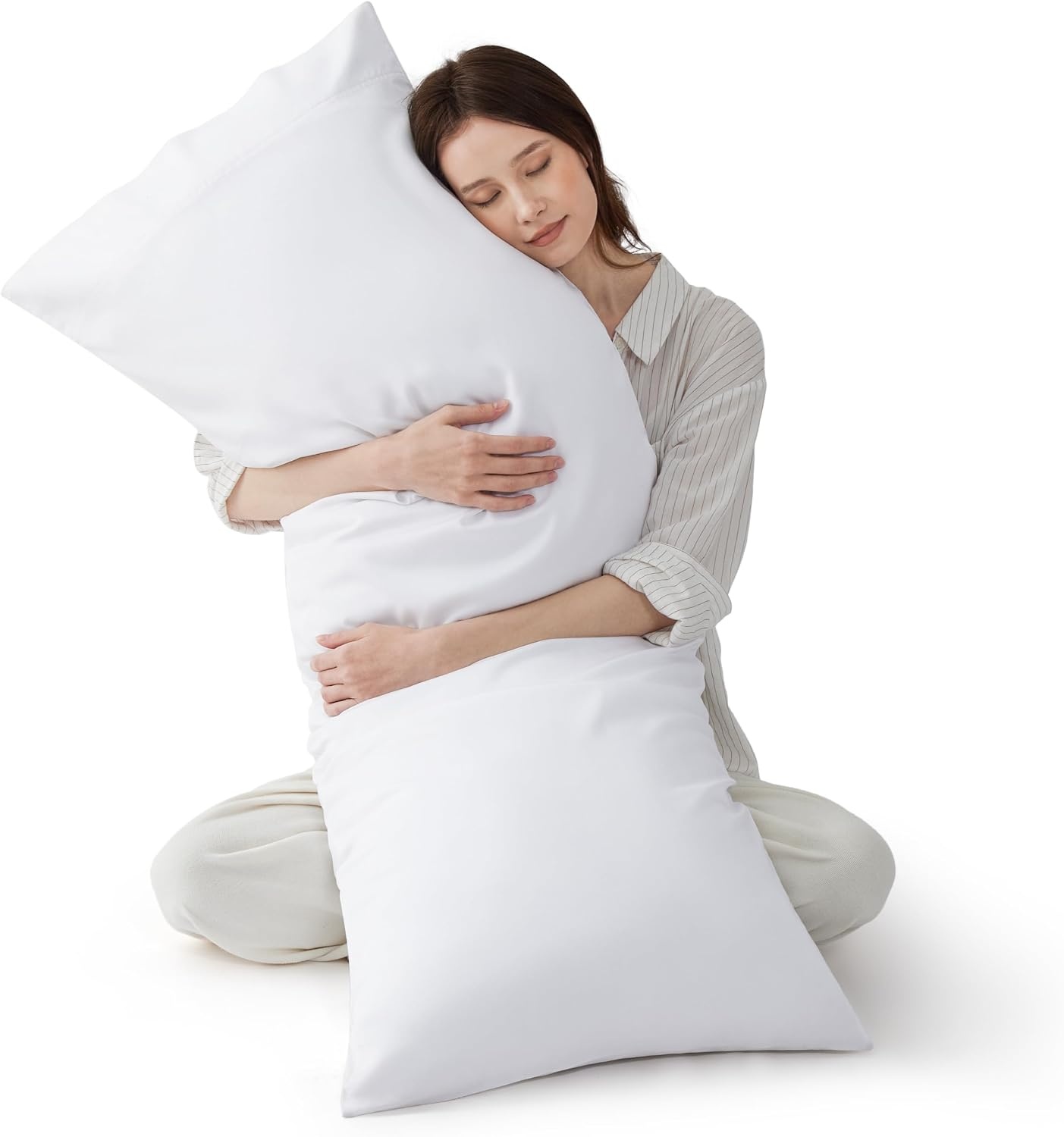 image:imageBedsure King Size Pillow Cases Set of 2 100 Rayon Derived from Bamboo Cooling Pillowcases Similar to Silk Pillow Case Covers with Envelope Closure PureWoven Bedding Dark Grey 20x36 Inches02 White