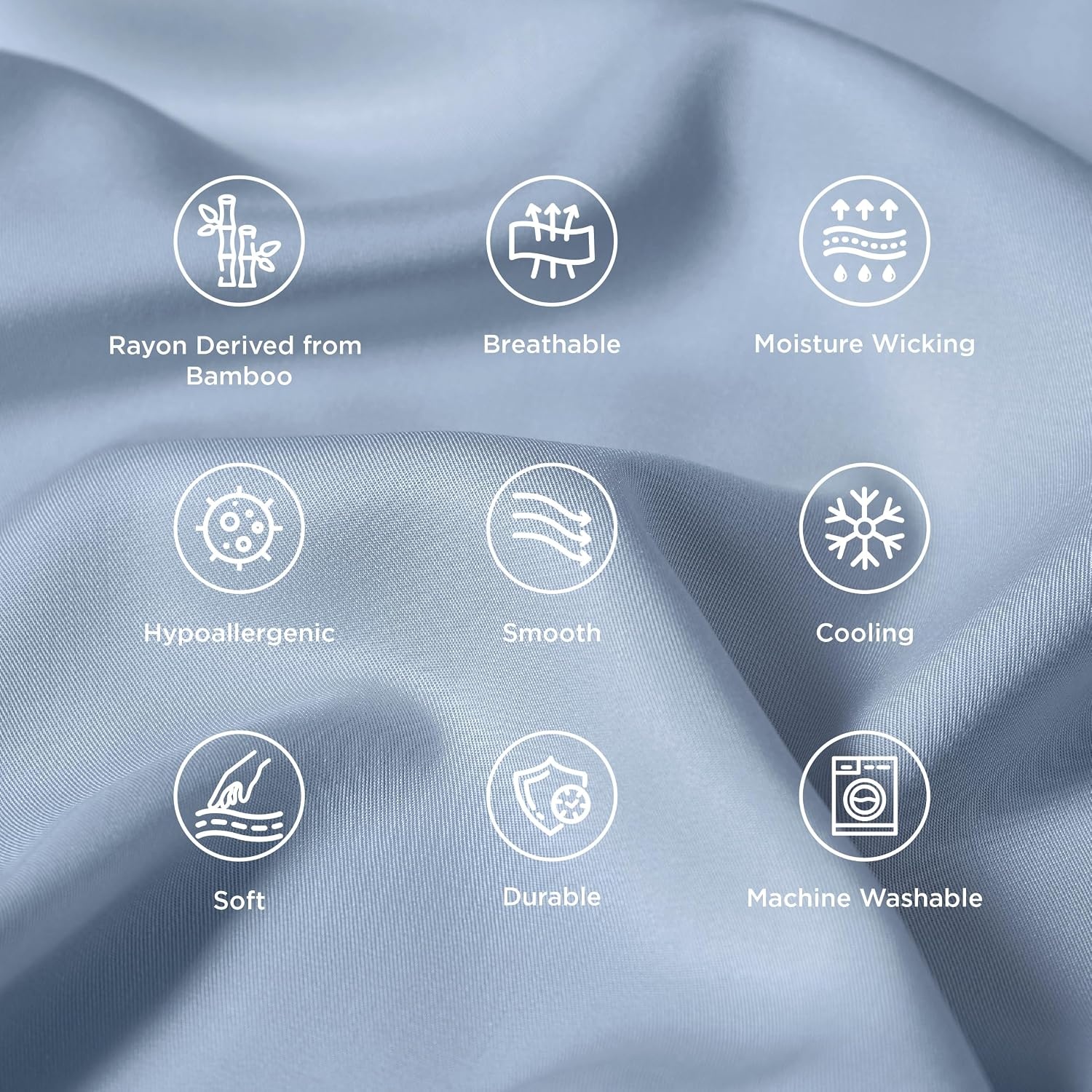 image:imageBedsure King Size Pillow Cases Set of 2 100 Rayon Derived from Bamboo Cooling Pillowcases Similar to Silk Pillow Case Covers with Envelope Closure PureWoven Bedding Dark Grey 20x36 Inches09 Light Blue