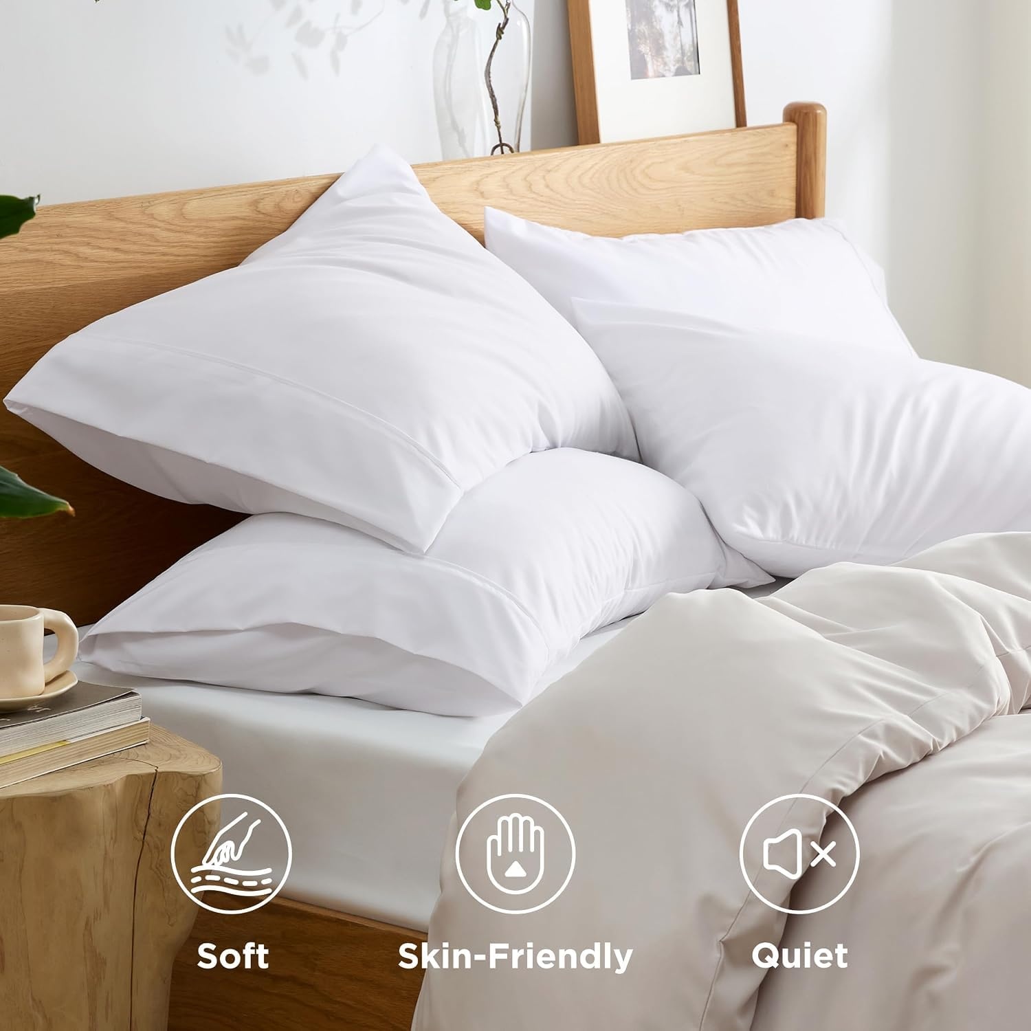 image:imageBedsure Queen Pillow Cases Set of 2 White Brushed Microfiber Pillowcase 2 Pack Super Soft Pillowcase Pillow Shams Covers with Envelope Closure for Kids Wrinkle Fade Resistant 20x30 Inches02 White