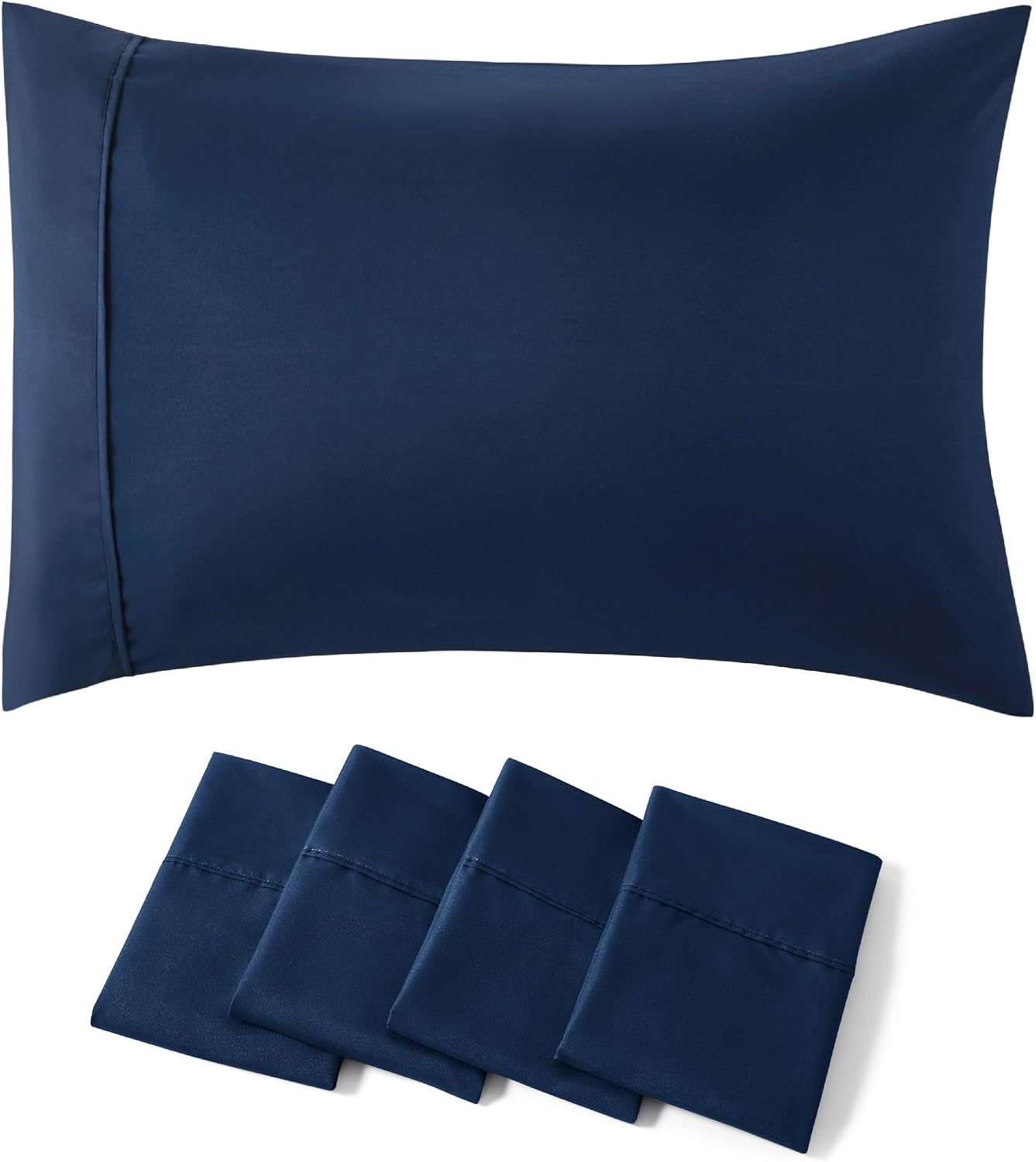 image:imageBedsure Queen Pillow Cases Set of 2 White Brushed Microfiber Pillowcase 2 Pack Super Soft Pillowcase Pillow Shams Covers with Envelope Closure for Kids Wrinkle Fade Resistant 20x30 Inches03 Navy
