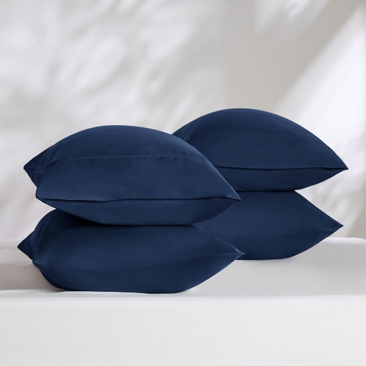 image:imageBedsure Queen Pillow Cases Set of 2 White Brushed Microfiber Pillowcase 2 Pack Super Soft Pillowcase Pillow Shams Covers with Envelope Closure for Kids Wrinkle Fade Resistant 20x30 Inches03 Navy