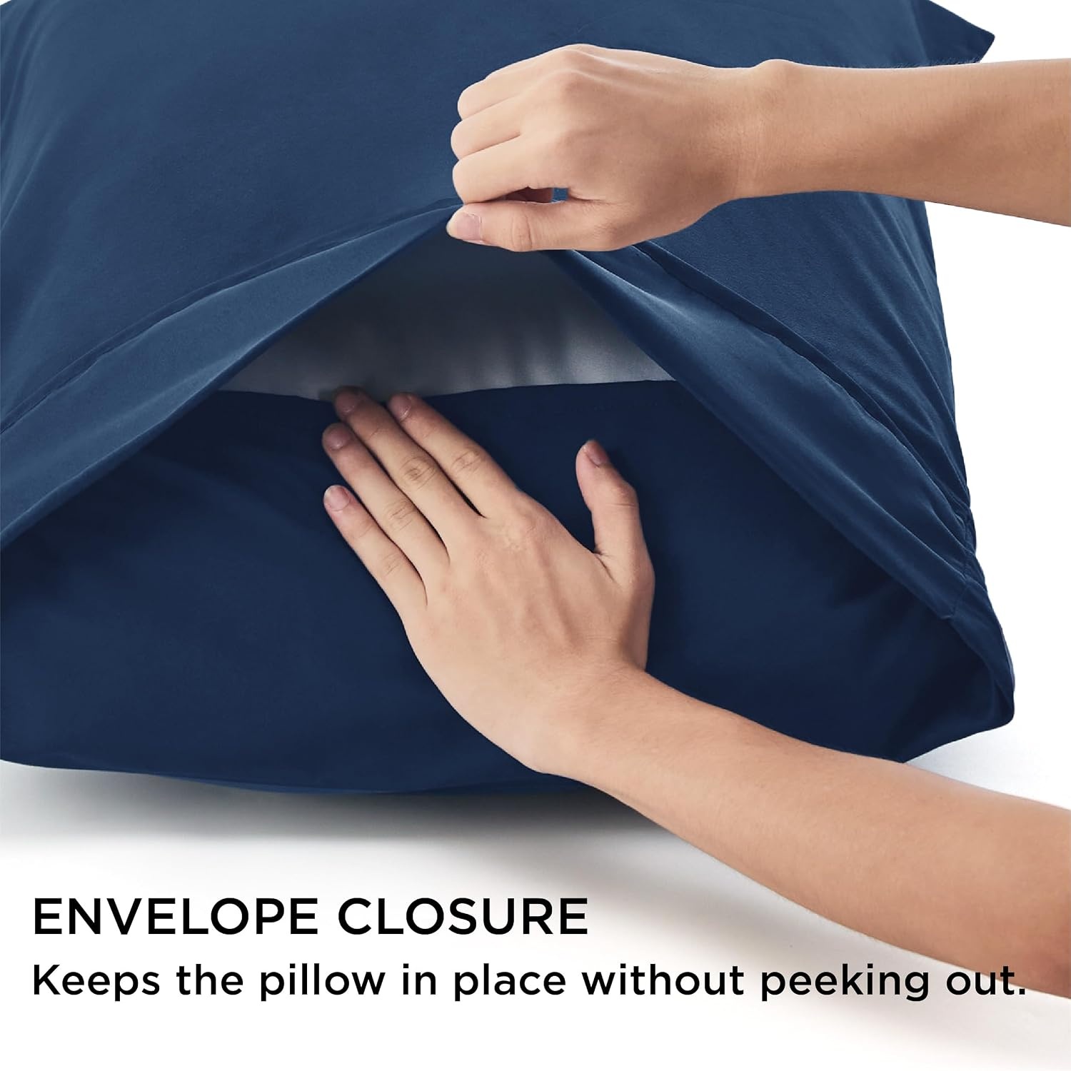 image:imageBedsure Queen Pillow Cases Set of 2 White Brushed Microfiber Pillowcase 2 Pack Super Soft Pillowcase Pillow Shams Covers with Envelope Closure for Kids Wrinkle Fade Resistant 20x30 Inches03 Navy