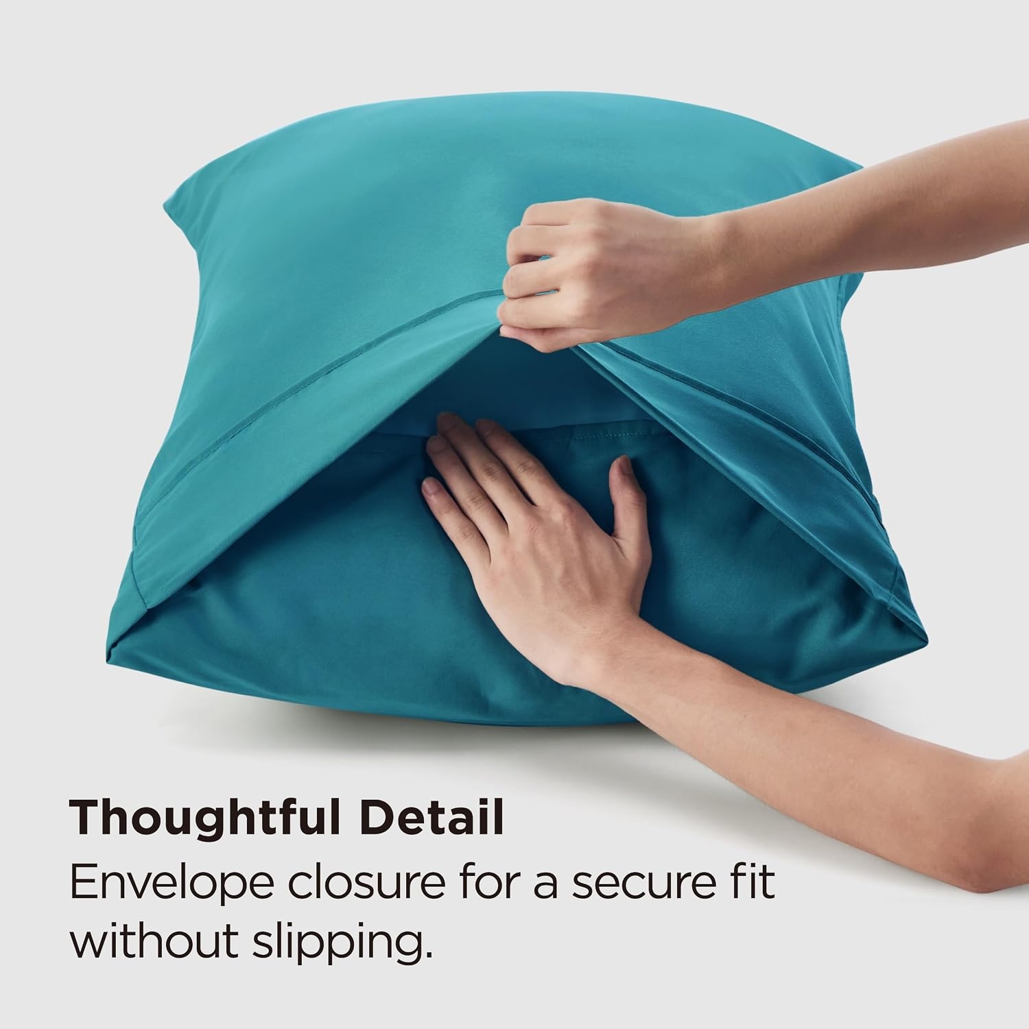 image:imageBedsure Queen Pillow Cases Set of 2 White Brushed Microfiber Pillowcase 2 Pack Super Soft Pillowcase Pillow Shams Covers with Envelope Closure for Kids Wrinkle Fade Resistant 20x30 Inches04 Teal
