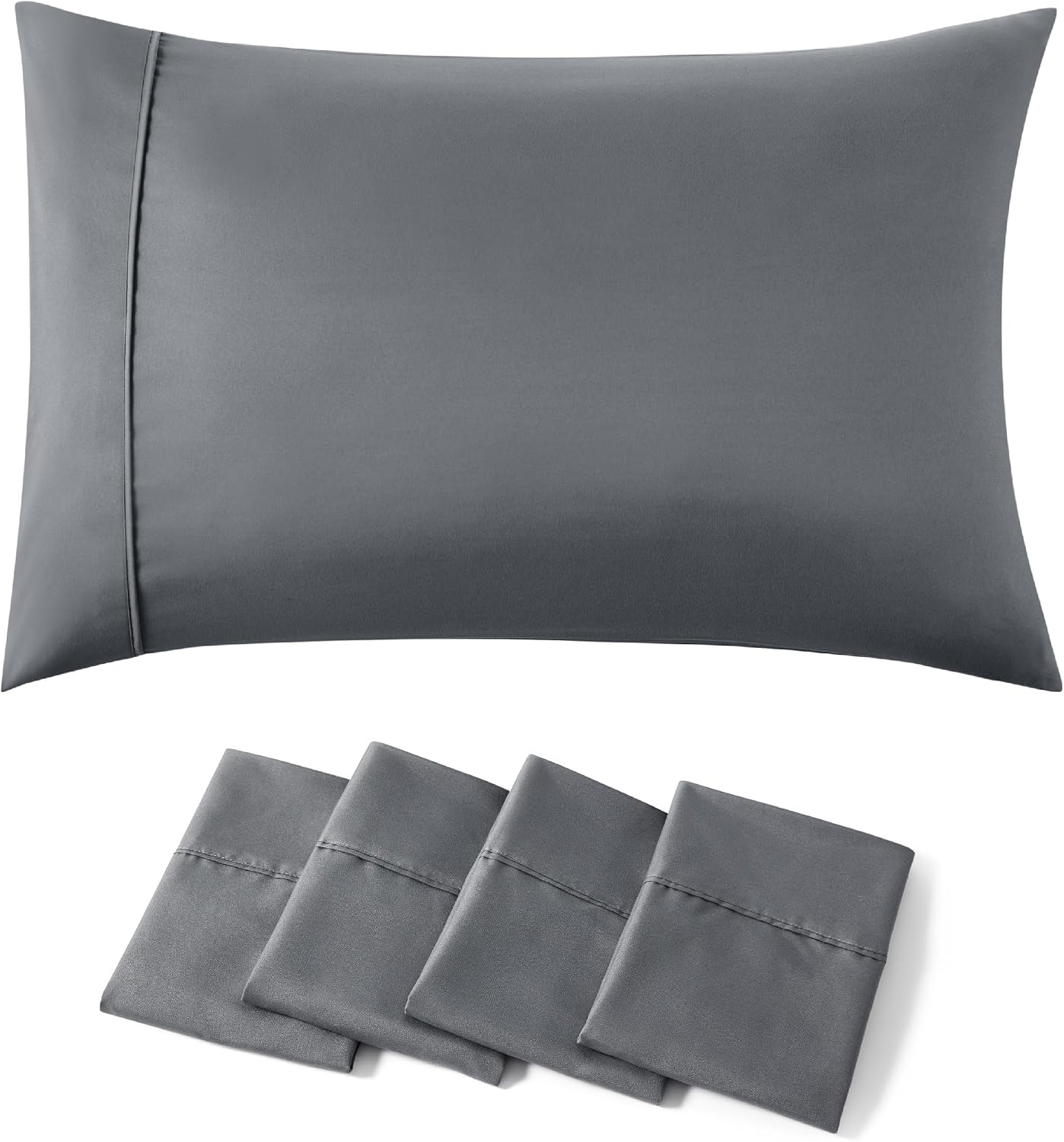 image:imageBedsure Queen Pillow Cases Set of 2 White Brushed Microfiber Pillowcase 2 Pack Super Soft Pillowcase Pillow Shams Covers with Envelope Closure for Kids Wrinkle Fade Resistant 20x30 Inches01 Dark Grey