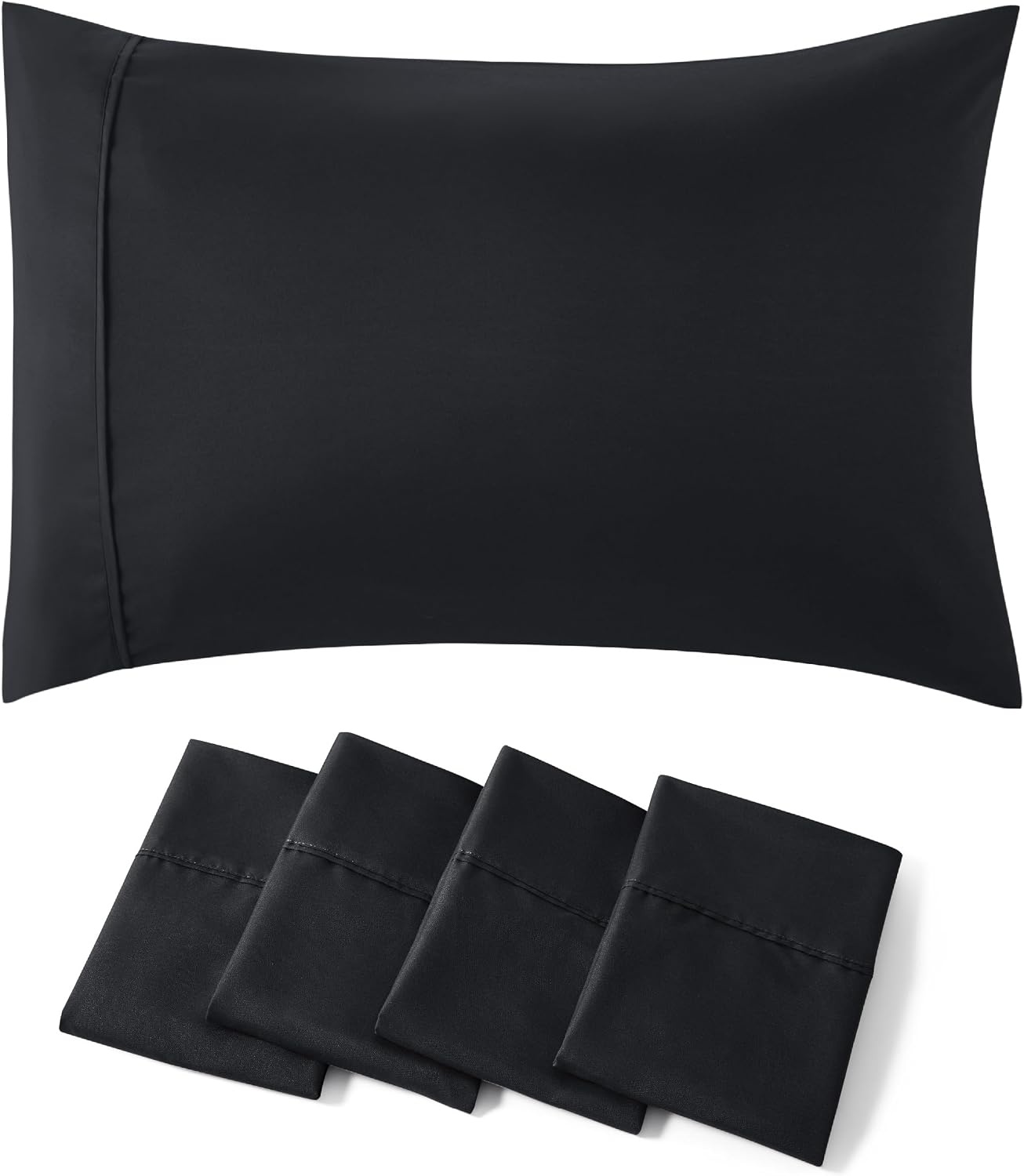 image:imageBedsure Queen Pillow Cases Set of 2 White Brushed Microfiber Pillowcase 2 Pack Super Soft Pillowcase Pillow Shams Covers with Envelope Closure for Kids Wrinkle Fade Resistant 20x30 Inches05 Black