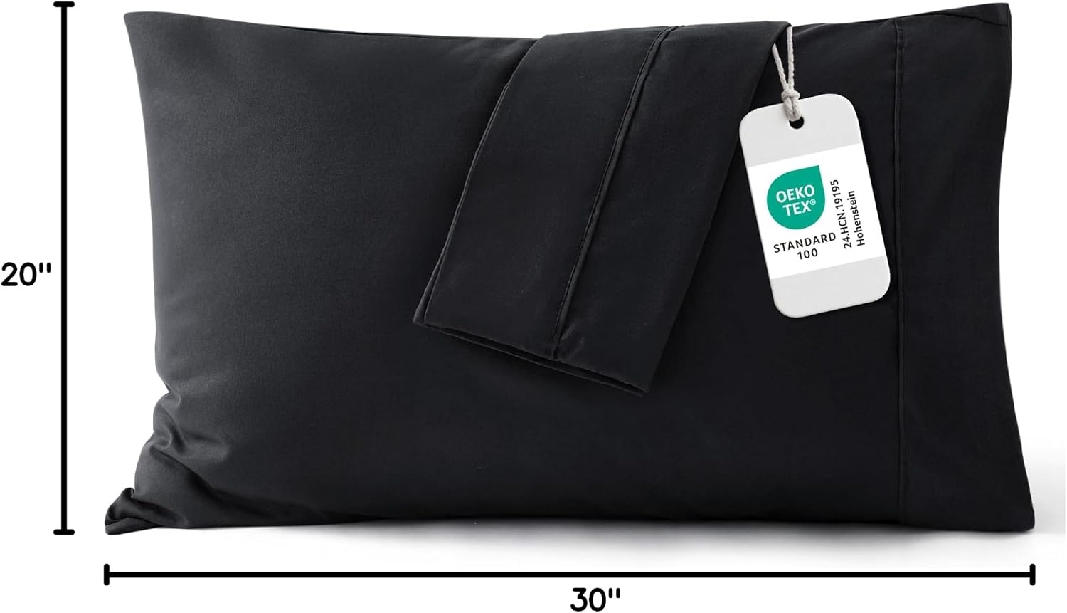 image:imageBedsure Queen Pillow Cases Set of 2 White Brushed Microfiber Pillowcase 2 Pack Super Soft Pillowcase Pillow Shams Covers with Envelope Closure for Kids Wrinkle Fade Resistant 20x30 Inches05 Black