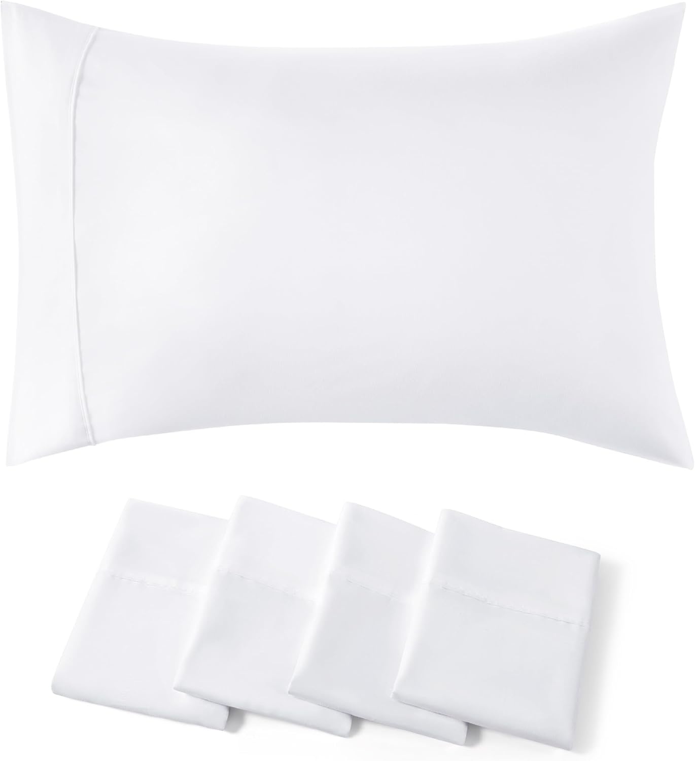 image:imageBedsure Queen Pillow Cases Set of 2 White Brushed Microfiber Pillowcase 2 Pack Super Soft Pillowcase Pillow Shams Covers with Envelope Closure for Kids Wrinkle Fade Resistant 20x30 Inches02 White