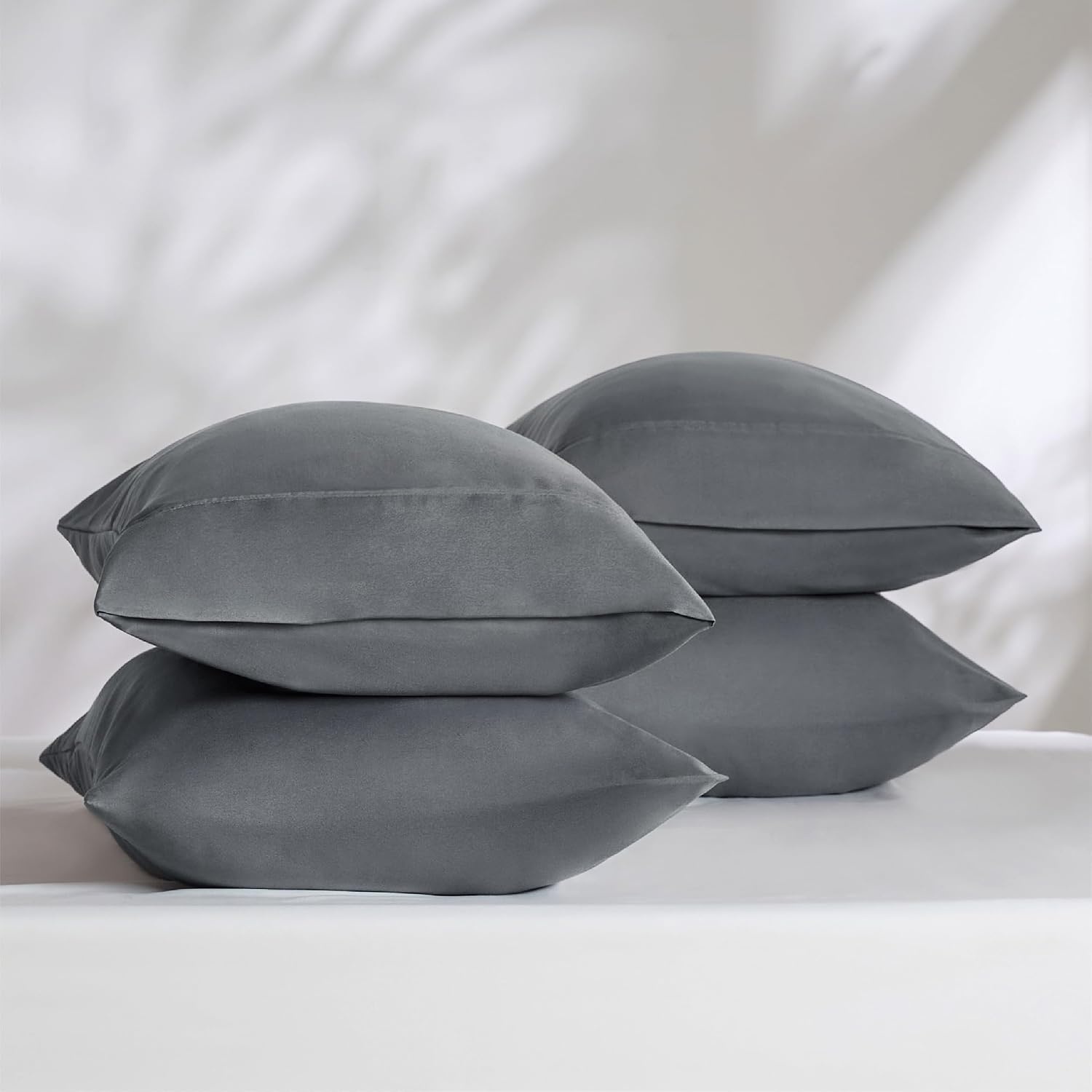 image:imageBedsure Queen Pillow Cases Set of 2 White Brushed Microfiber Pillowcase 2 Pack Super Soft Pillowcase Pillow Shams Covers with Envelope Closure for Kids Wrinkle Fade Resistant 20x30 Inches01 Dark Grey