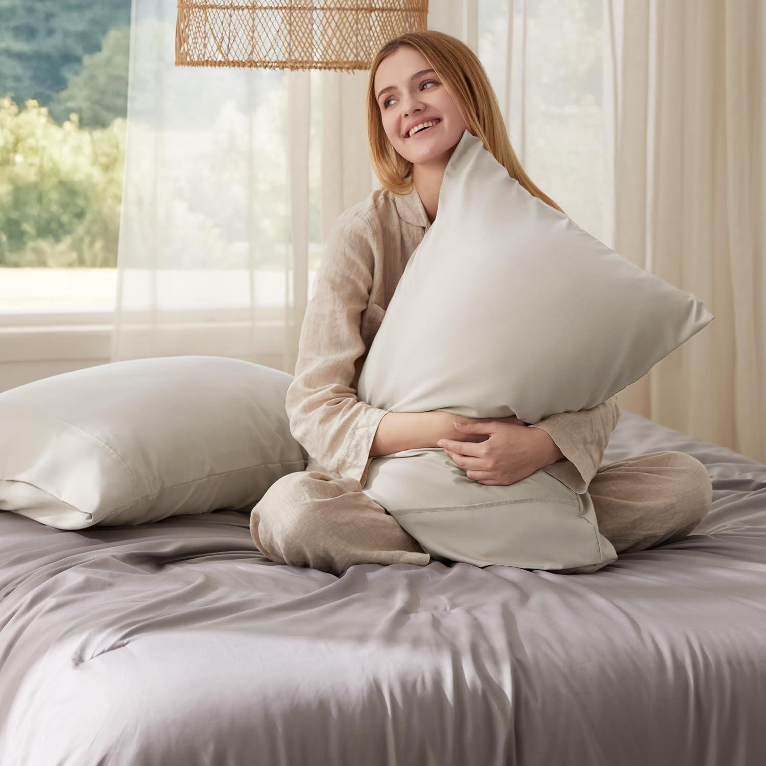 image:imageBedsure Queen Pillow Cases Set of 2 White Brushed Microfiber Pillowcase 2 Pack Super Soft Pillowcase Pillow Shams Covers with Envelope Closure for Kids Wrinkle Fade Resistant 20x30 Inches15 Linen