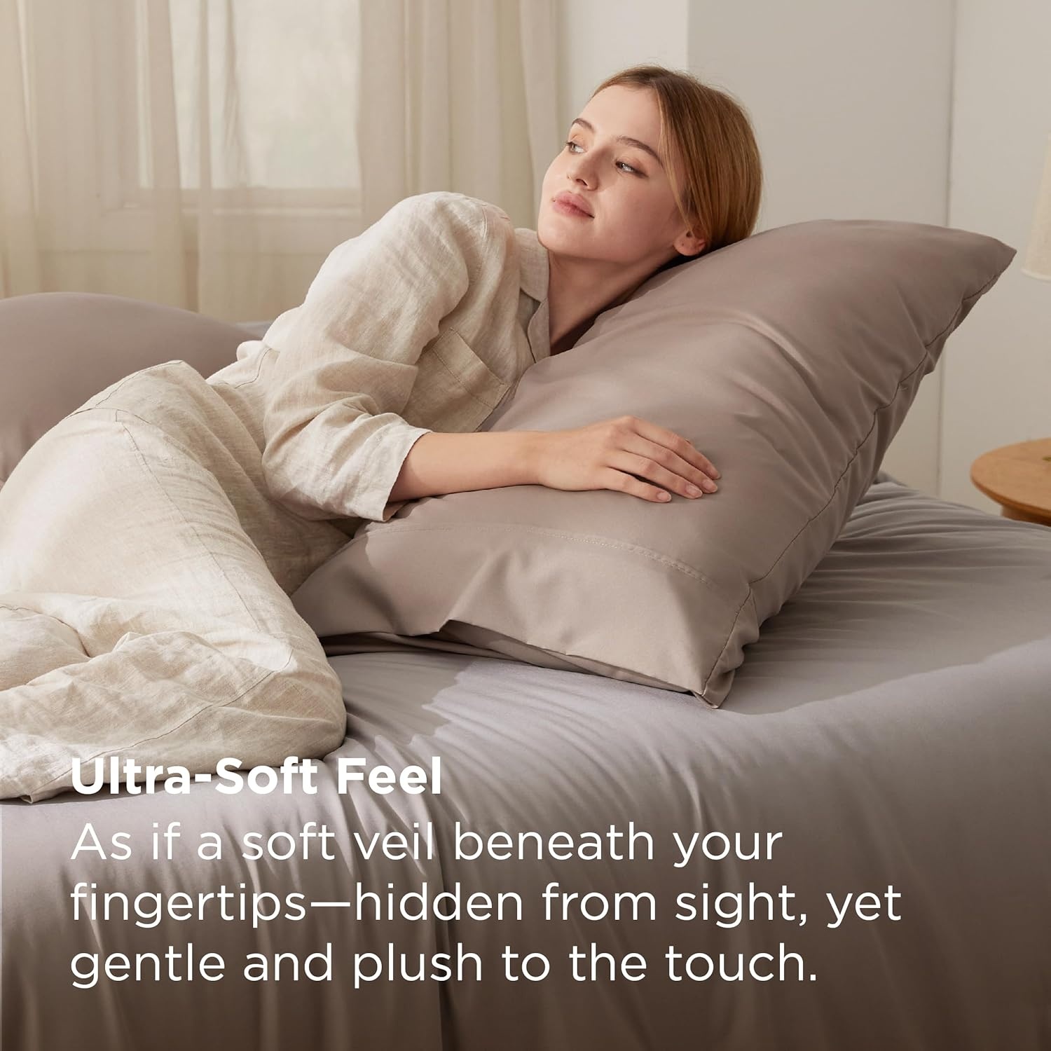 image:imageBedsure Queen Pillow Cases Set of 2 White Brushed Microfiber Pillowcase 2 Pack Super Soft Pillowcase Pillow Shams Covers with Envelope Closure for Kids Wrinkle Fade Resistant 20x30 Inches12 Light Khaki