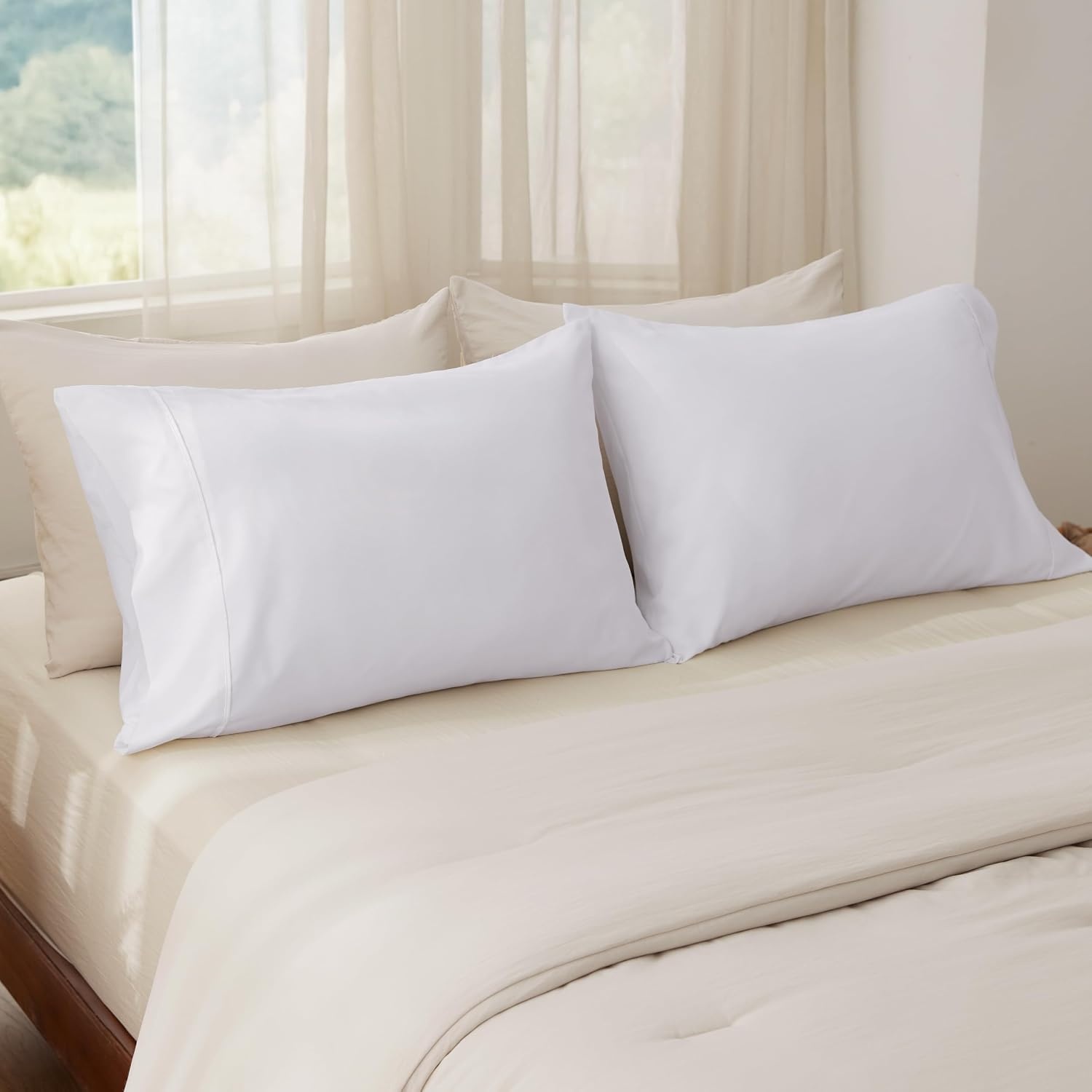 image:imageBedsure Queen Pillow Cases Set of 2 White Brushed Microfiber Pillowcase 2 Pack Super Soft Pillowcase Pillow Shams Covers with Envelope Closure for Kids Wrinkle Fade Resistant 20x30 Inches02 White
