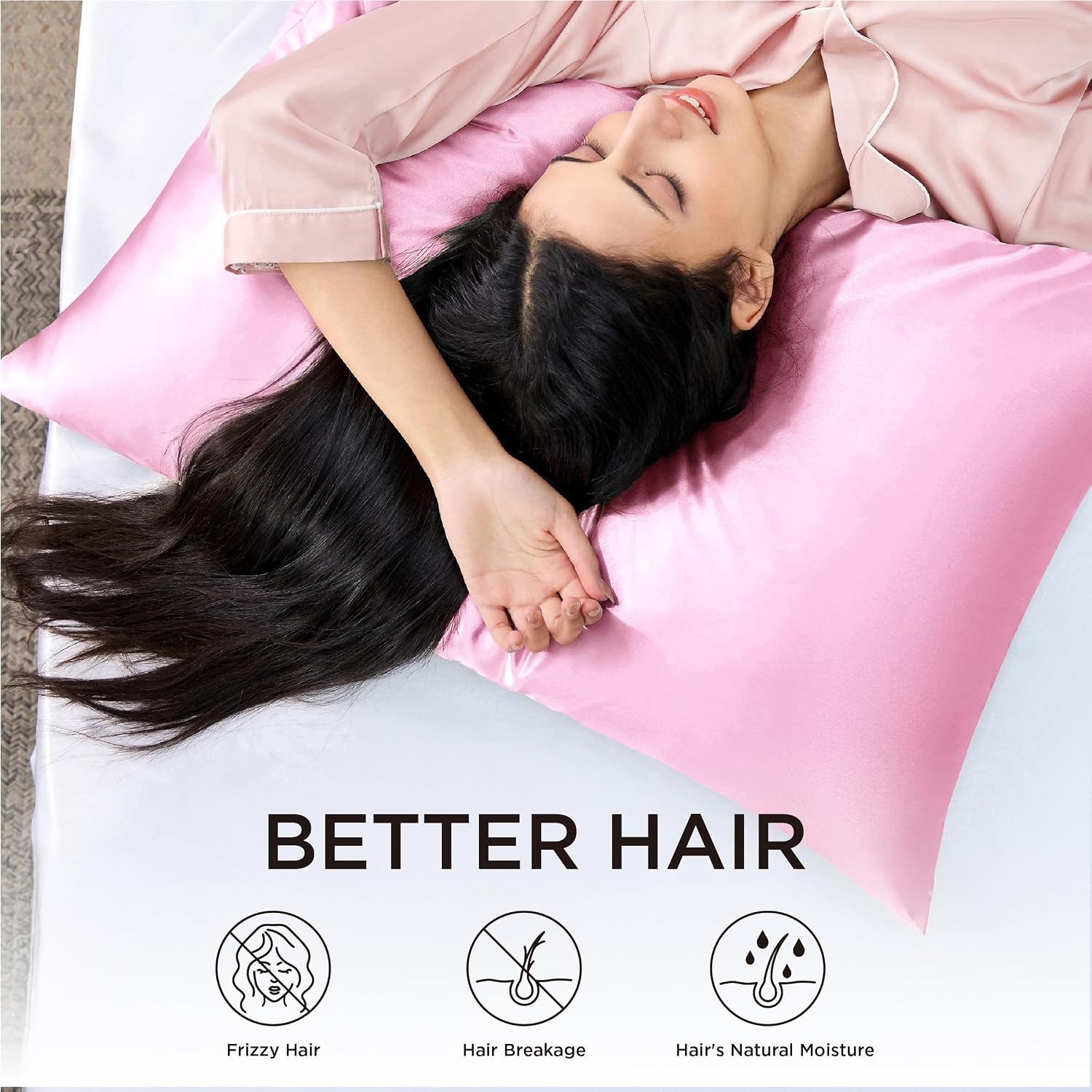 image:imageBedsure Satin Pillowcase Standard Set of 2 Silky Pillow Cases White Similar to Silk Pillow Cases Decorative Covers Room Decor Gifts for Women Men Envelope Closure For Hair Skin 20 x 2610 Pink