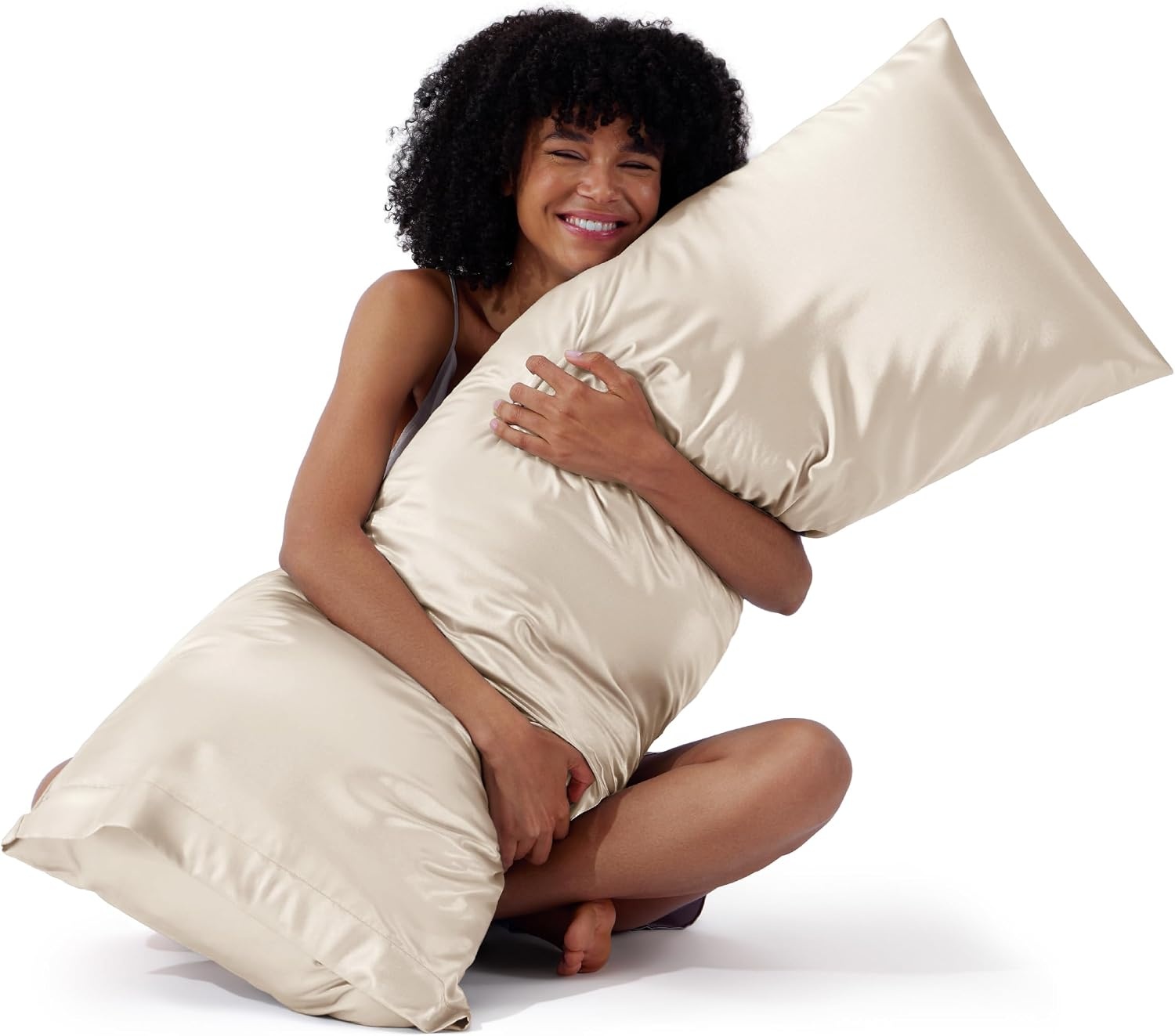 image:imageBedsure Satin Pillowcase Standard Set of 2 Silky Pillow Cases White Similar to Silk Pillow Cases Decorative Covers Room Decor Gifts for Women Men Envelope Closure For Hair Skin 20 x 2603 Beige
