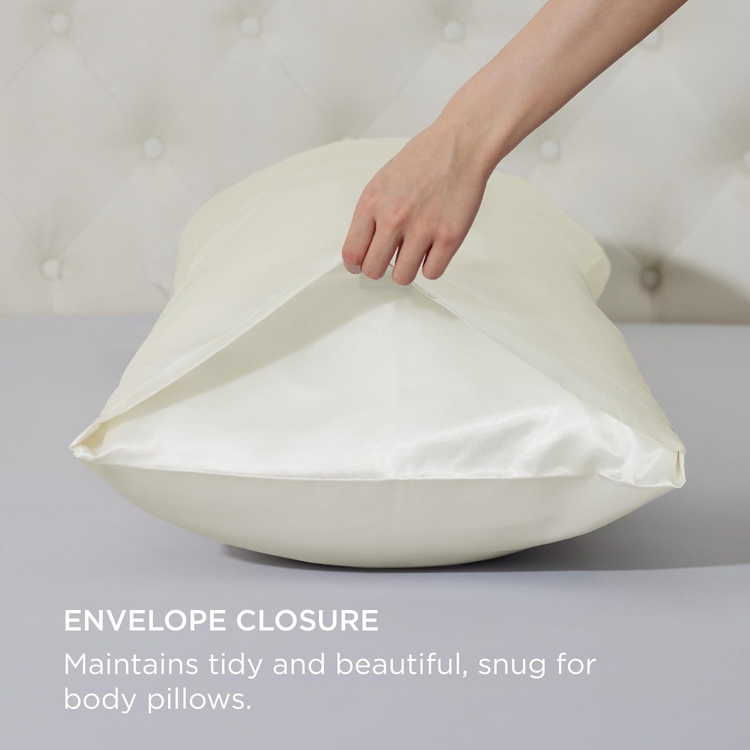 image:imageBedsure Satin Pillowcase Standard Set of 2 Silky Pillow Cases White Similar to Silk Pillow Cases Decorative Covers Room Decor Gifts for Women Men Envelope Closure For Hair Skin 20 x 2608 Ivory