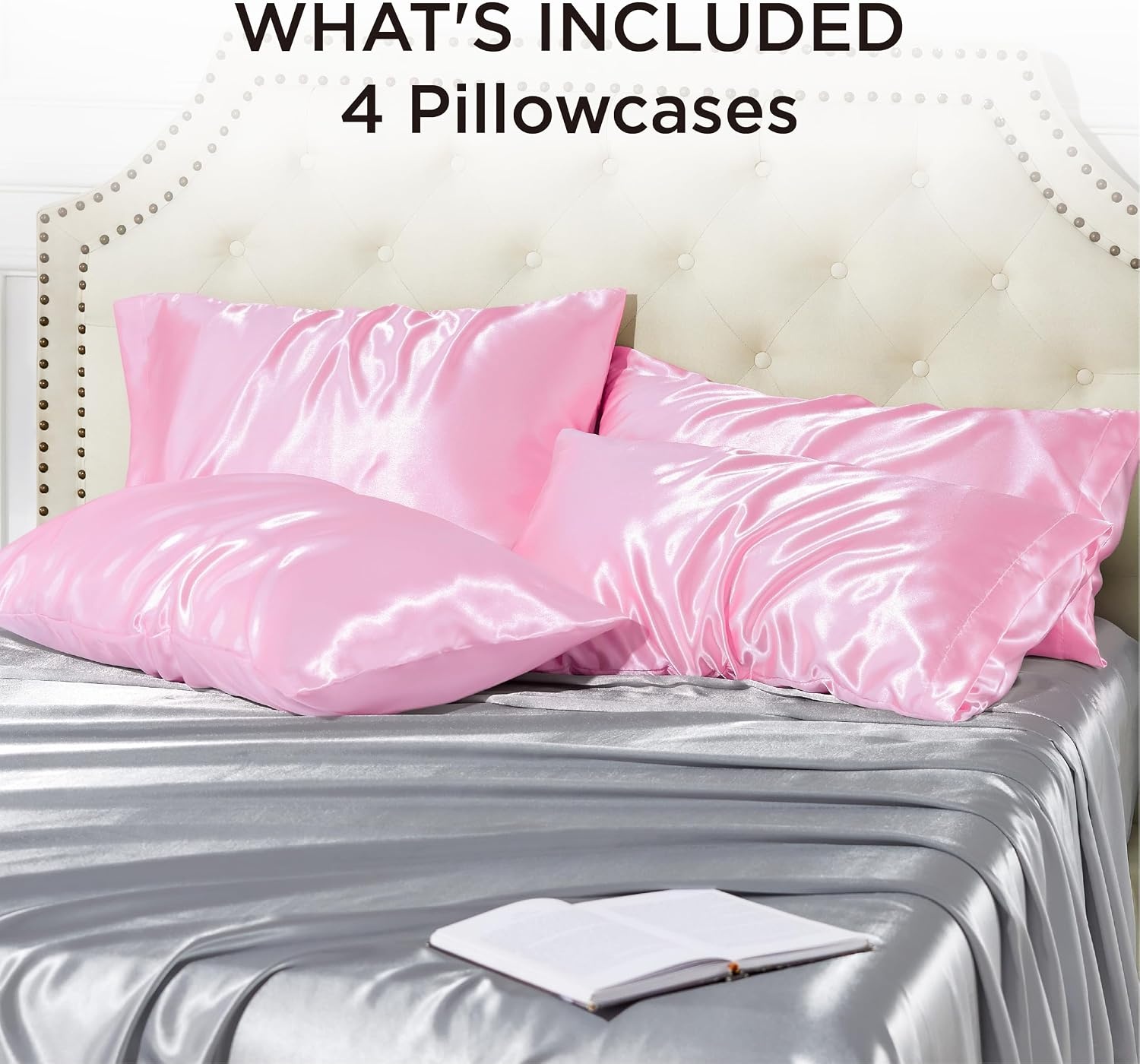 image:imageBedsure Satin Pillowcase Standard Set of 2 Silky Pillow Cases White Similar to Silk Pillow Cases Decorative Covers Room Decor Gifts for Women Men Envelope Closure For Hair Skin 20 x 2610 Pink