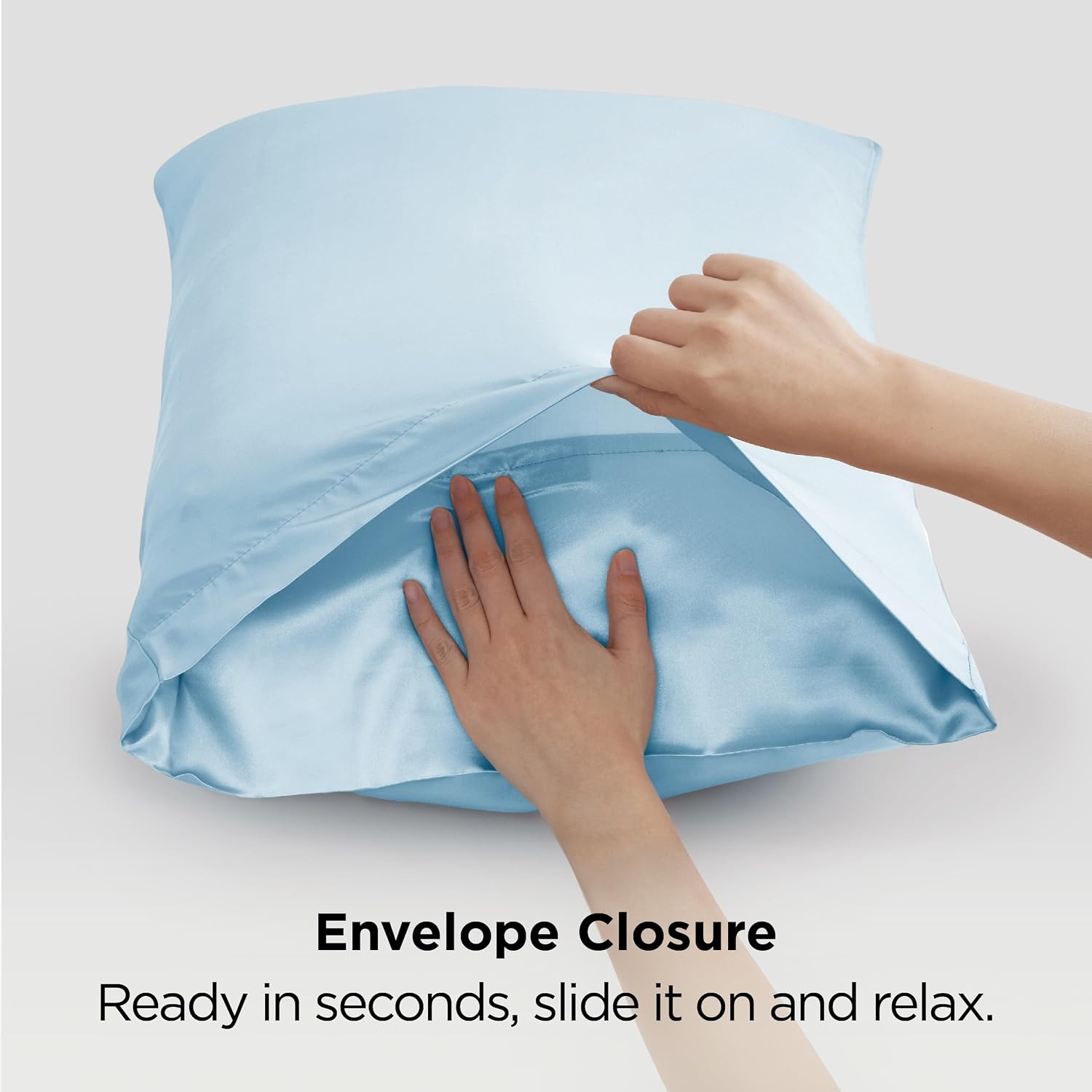 image:imageBedsure Satin Pillowcase Standard Set of 2 Silky Pillow Cases White Similar to Silk Pillow Cases Decorative Covers Room Decor Gifts for Women Men Envelope Closure For Hair Skin 20 x 2627 Aqua