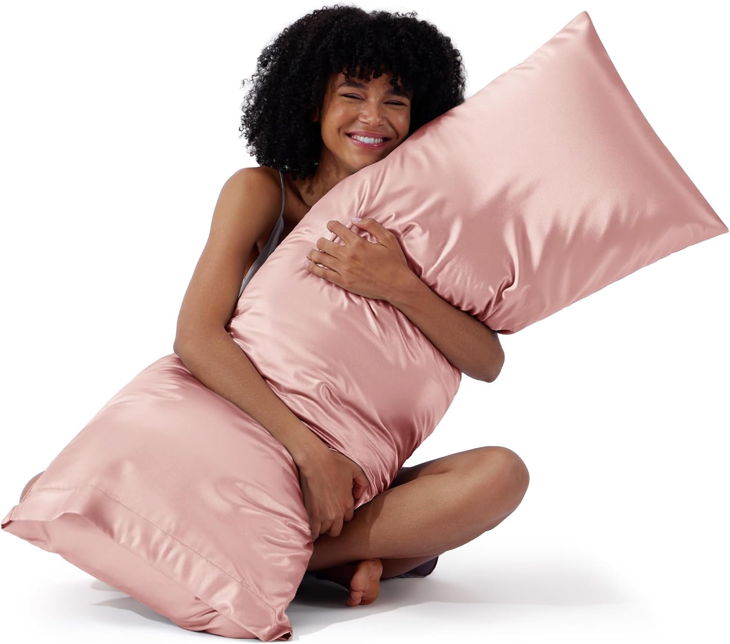 image:imageBedsure Satin Pillowcase Standard Set of 2 Silky Pillow Cases White Similar to Silk Pillow Cases Decorative Covers Room Decor Gifts for Women Men Envelope Closure For Hair Skin 20 x 2621 Peach Pink