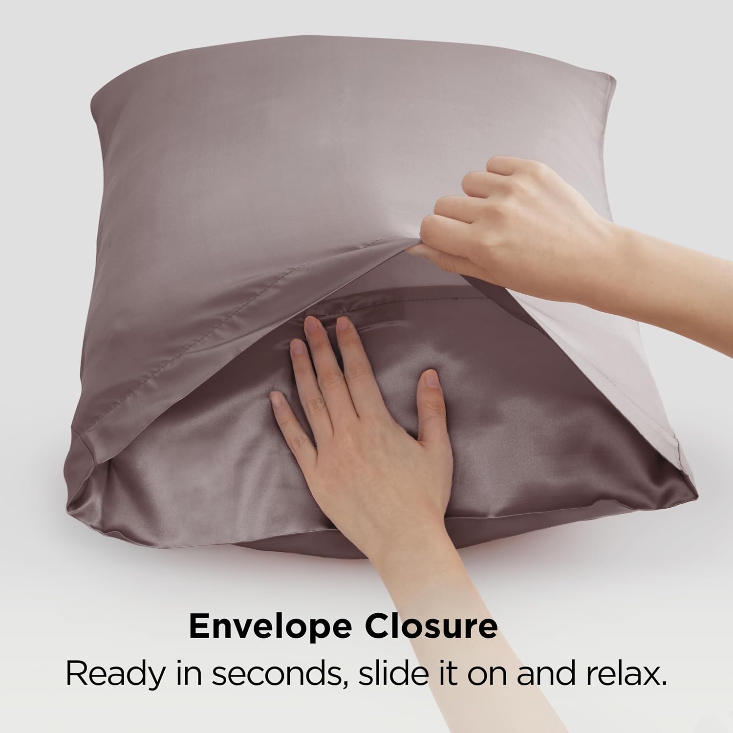 image:imageBedsure Satin Pillowcase Standard Set of 2 Silky Pillow Cases White Similar to Silk Pillow Cases Decorative Covers Room Decor Gifts for Women Men Envelope Closure For Hair Skin 20 x 2625 Dusty Rose