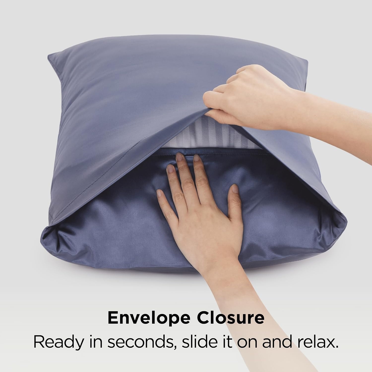 image:imageBedsure Satin Pillowcase Standard Set of 2 Silky Pillow Cases White Similar to Silk Pillow Cases Decorative Covers Room Decor Gifts for Women Men Envelope Closure For Hair Skin 20 x 2629 Blue Granite